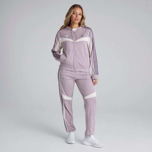 Manchester United x adidas Womens Essentials 3-Stipes Tracksuit Purple Lila