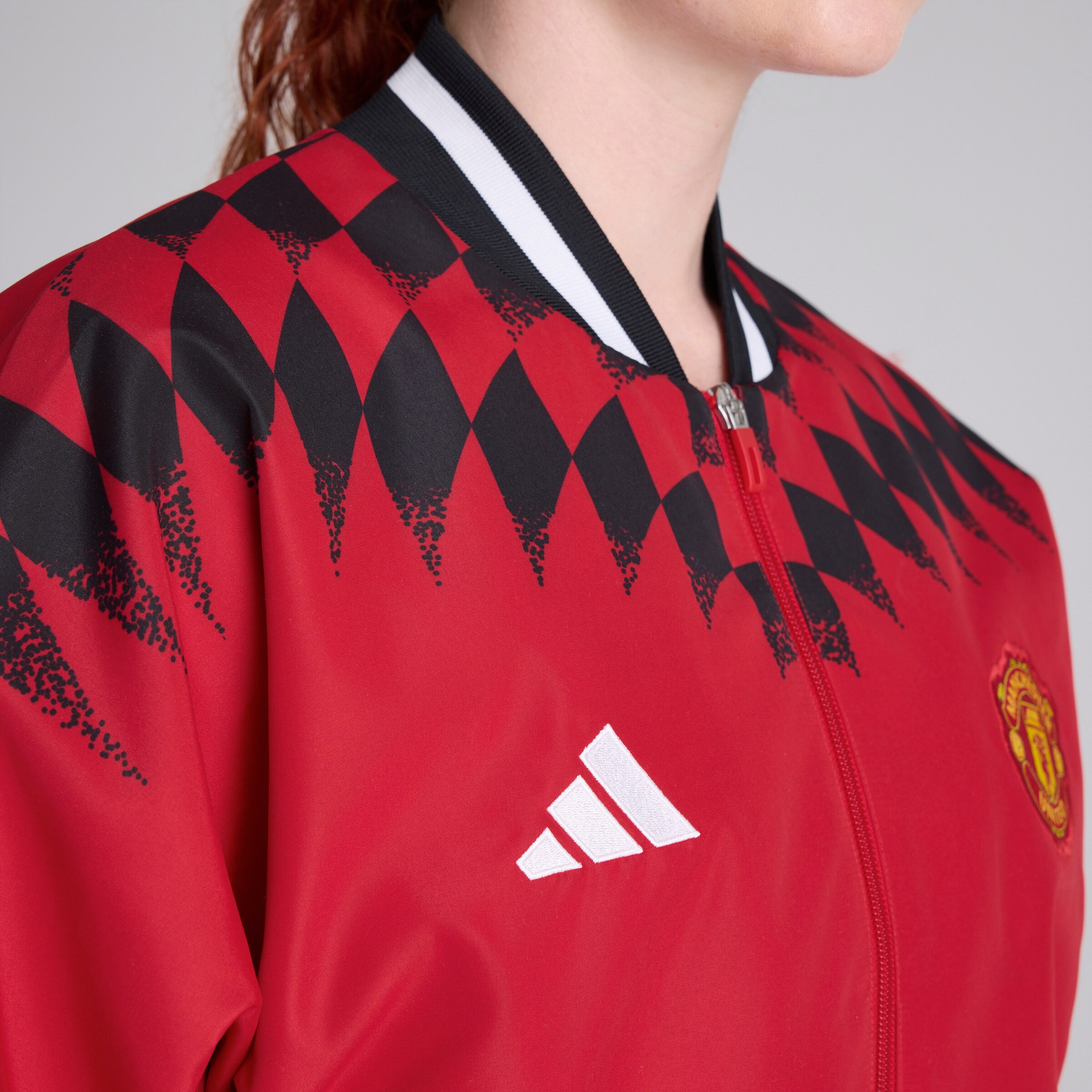 Manchester United x adidas Womens Stadium Track Top Red Red Detail [6-6]