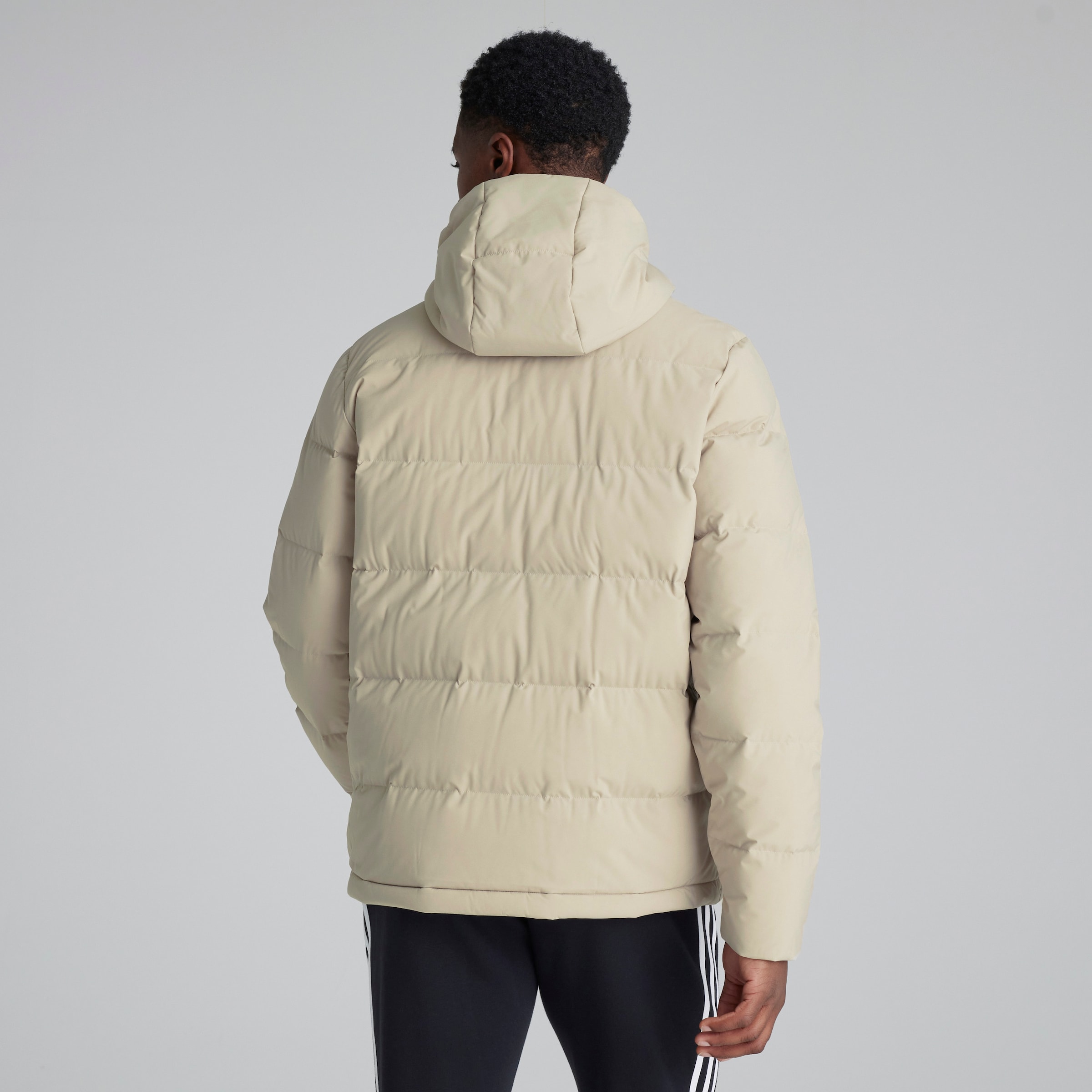 Manchester United Adidas Mens Helionic Hooded Down Jacket Beige Beige Detail [2-6]