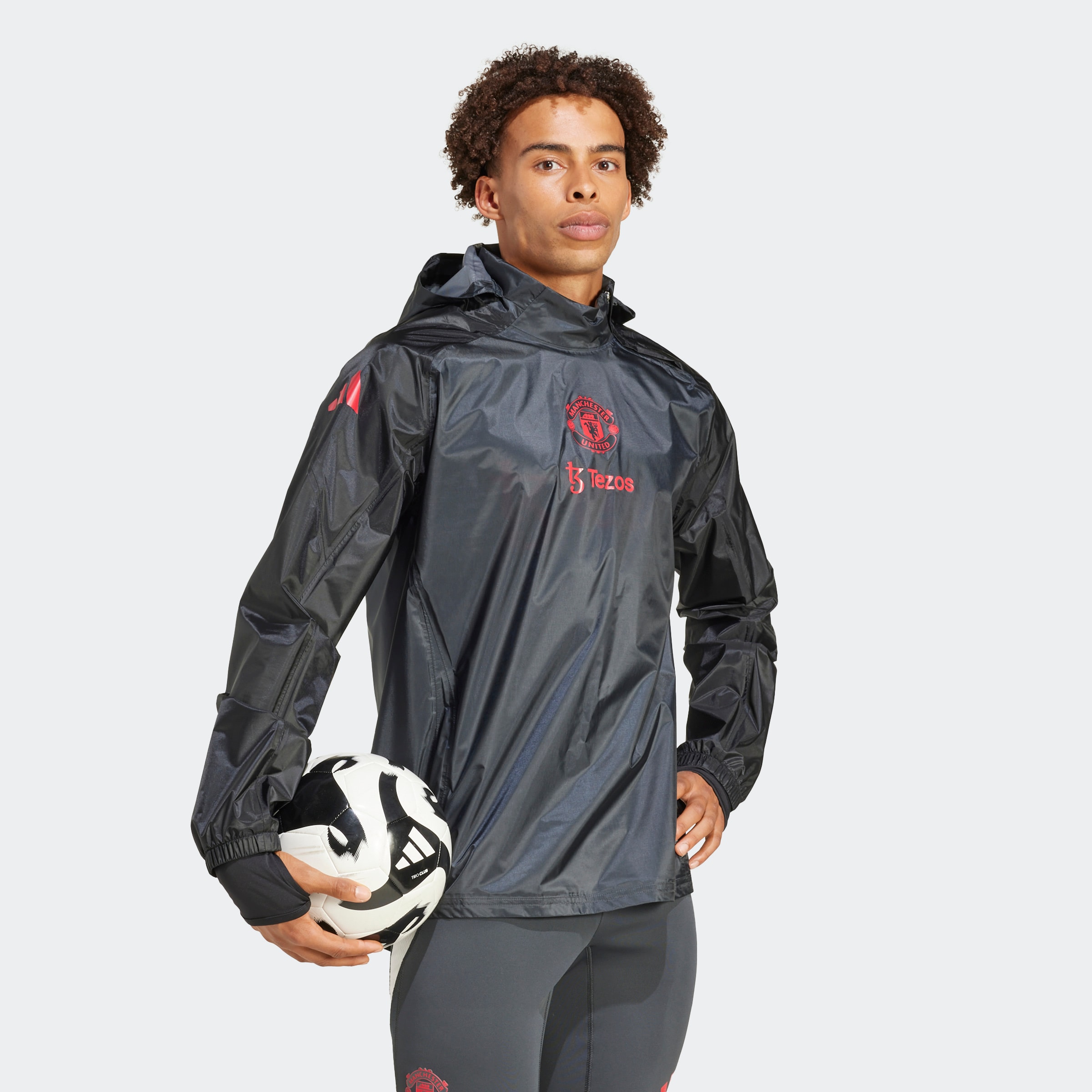 Manchester United European Training Tiro 24 Pro Rain Jacket Dark Grey Gris Détail [3-5]