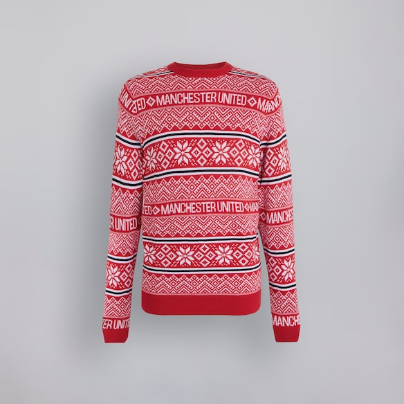Manchester United Fairisle Christmas Jumper Red Rouge