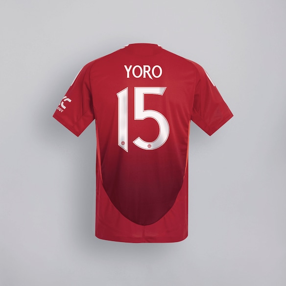Manchester United 24/25 Home Jersey Kids with Yoro 15 Cup Printing Red