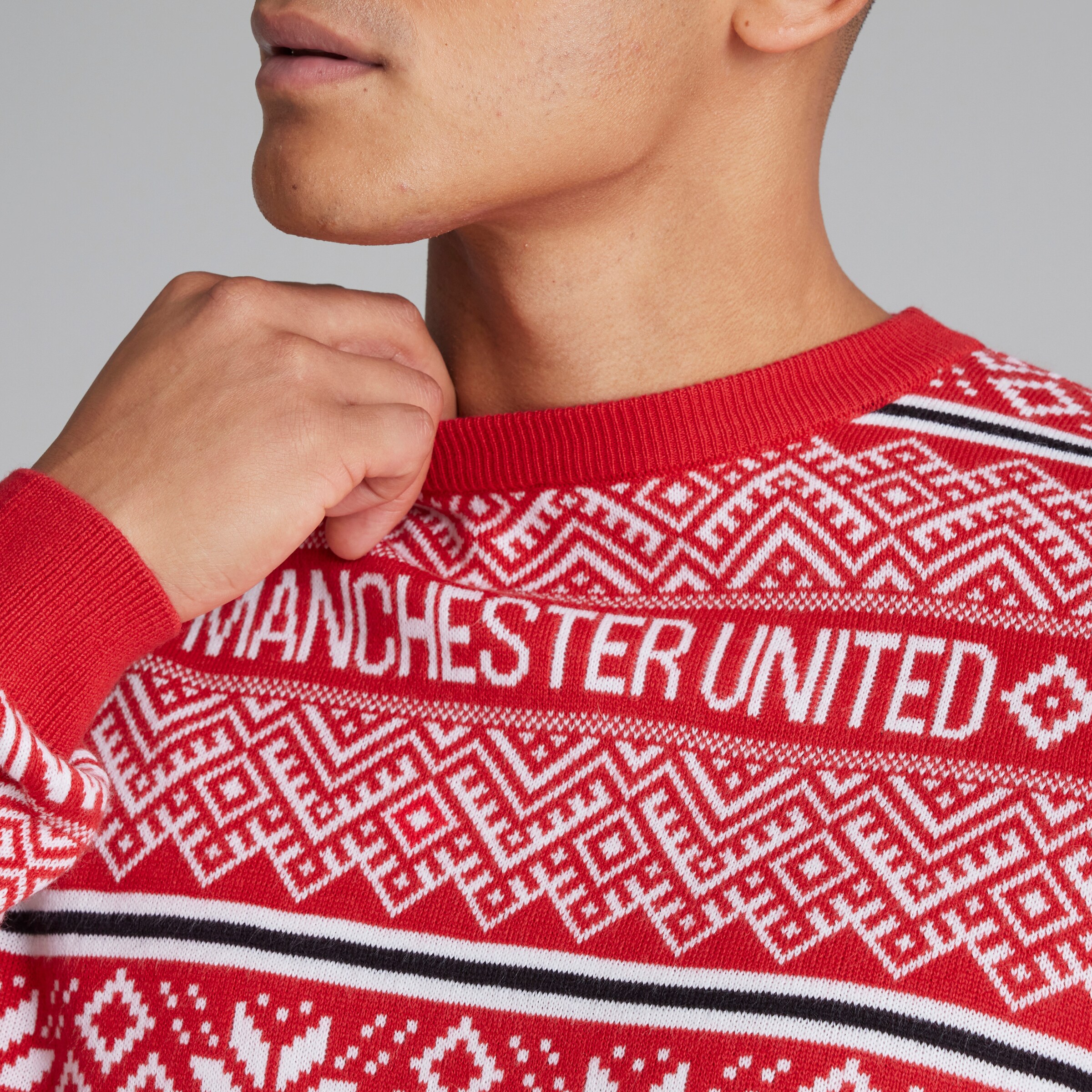 Manchester United Fairisle Christmas Jumper Red Red Detail [5-6]