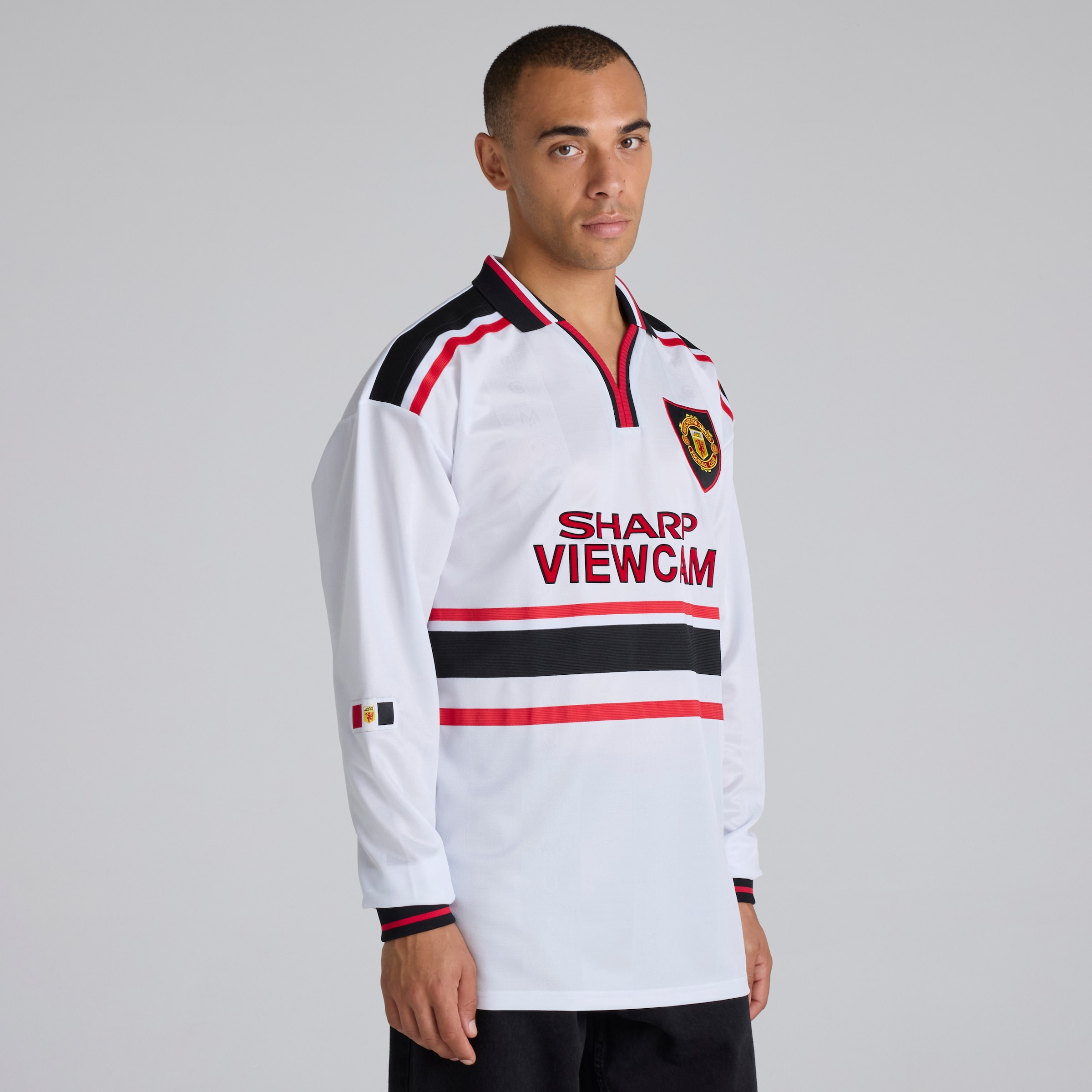 Manchester United Long Sleeve 1997-99 Away Shirt White Weiss