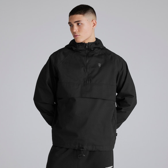 Manchester United Mens Anorak Jacket Black Black