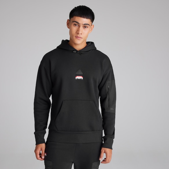 Manchester United x adidas Mens City Escape Fleece Lined Hoodie Black Black