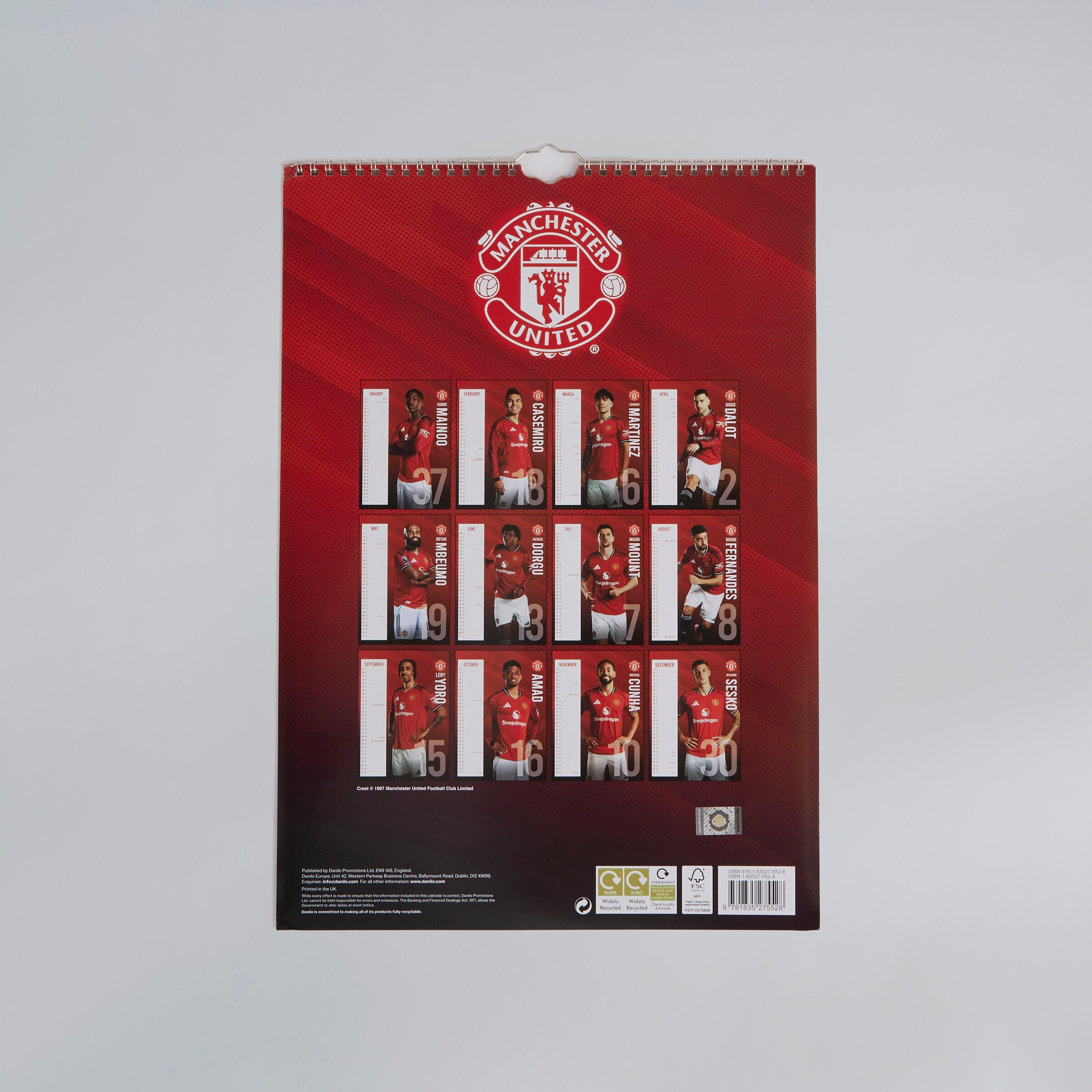 Manchester United 2026 A3 Player Calendar Red Rot Detail [2-4]