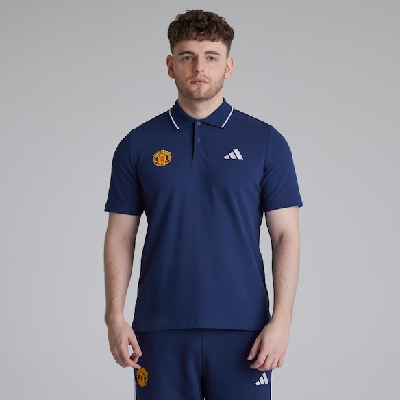Manchester United x adidas Essentials Pique Polo Shirt Blue Blue