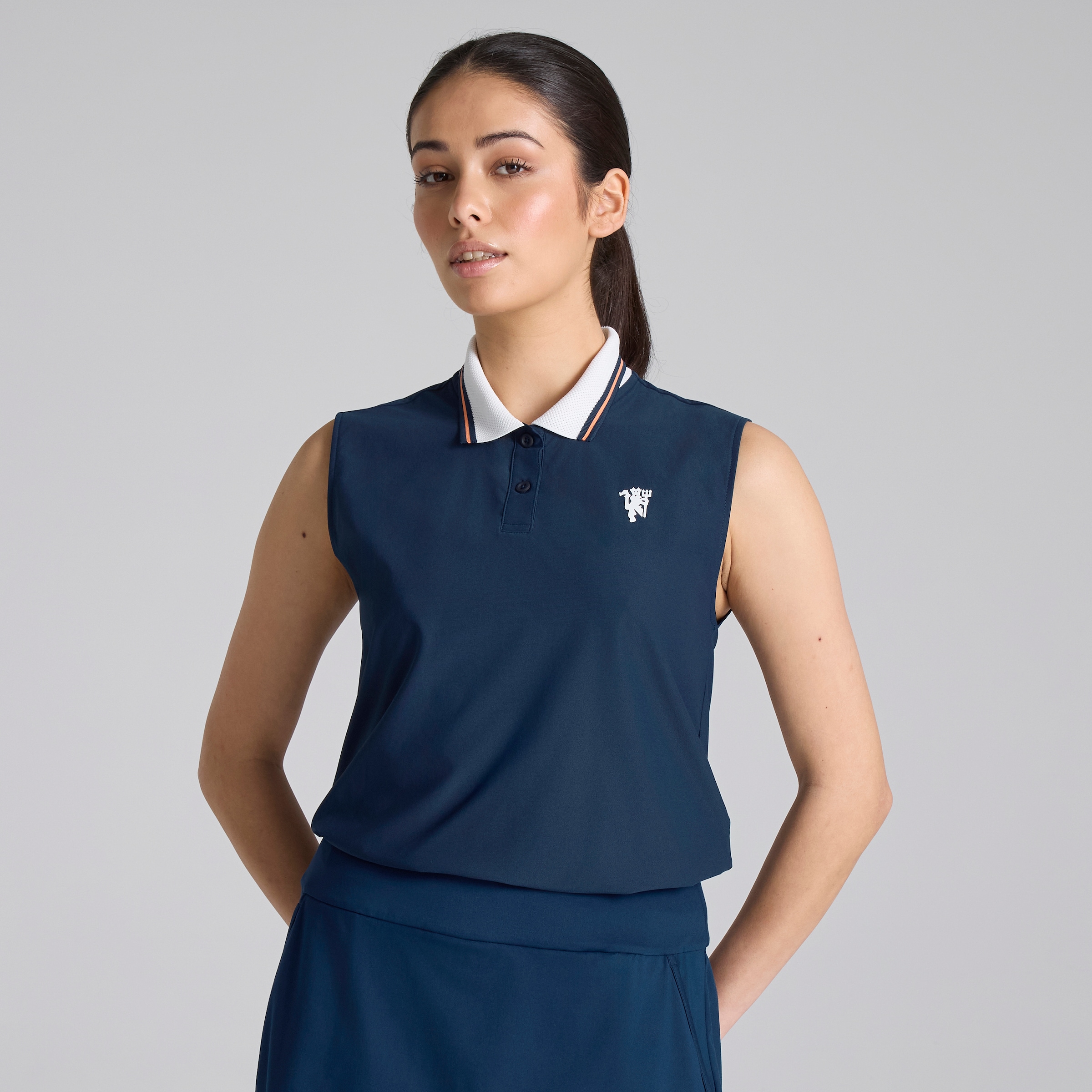 Manchester United x adidas Womens Golf Beyond The Course Sleeveless Polo Navy Navy blue