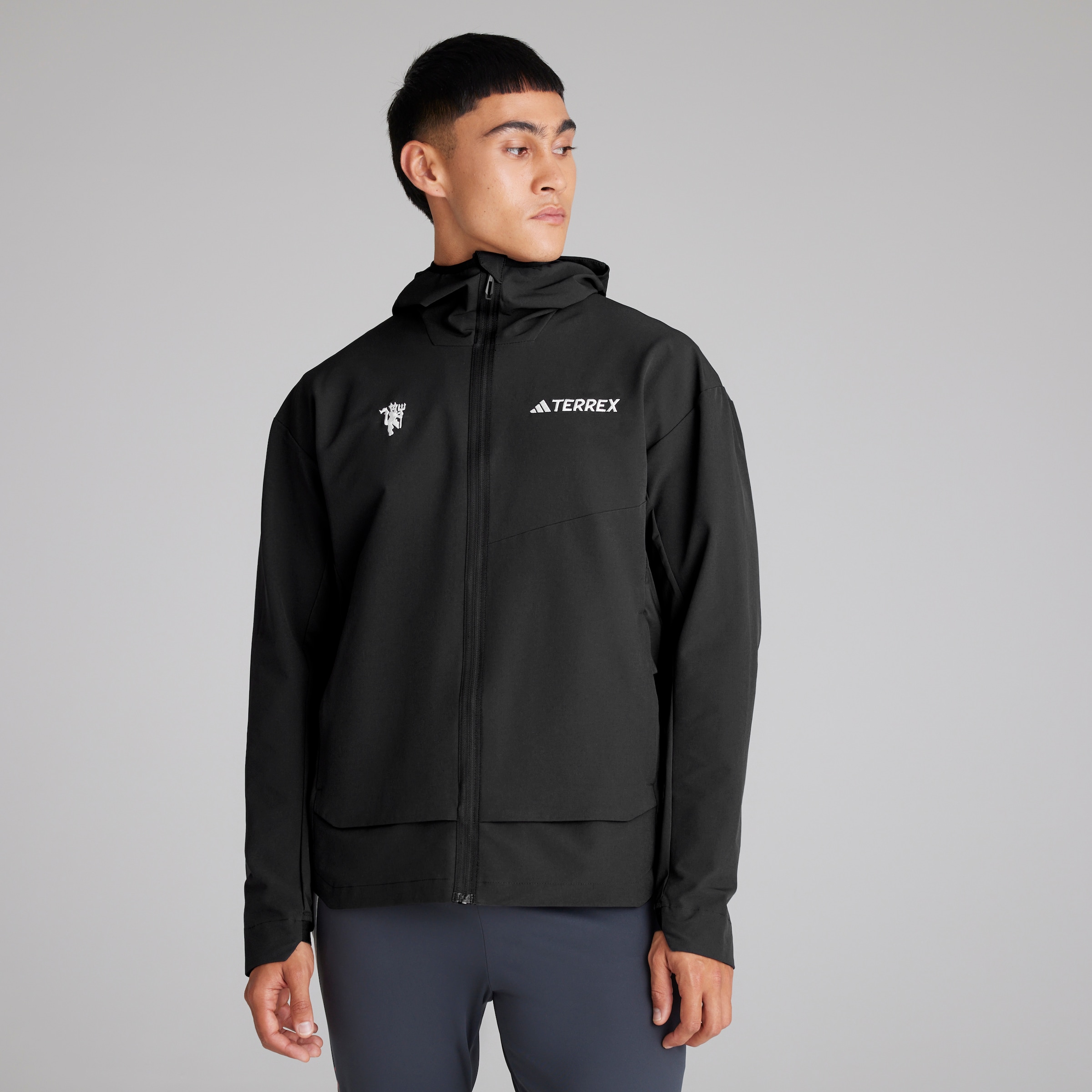 Manchester United x adidas Mens Terrex Multi Softshell Jacket Black Black