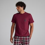 Manchester United Mens Check Pyjama Set Burgundy