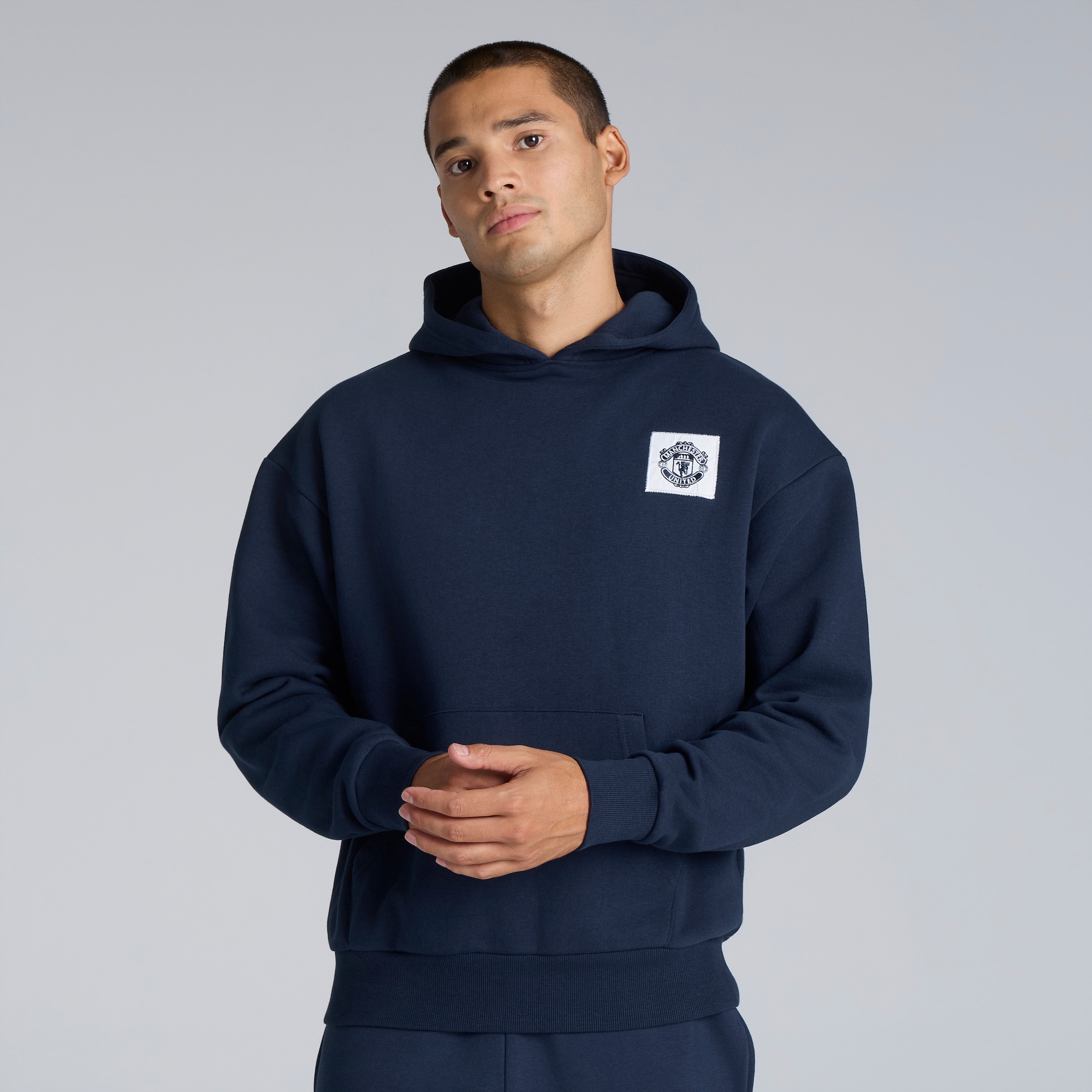 Manchester United Heritage Back Print Hoodie Navy Navy blue