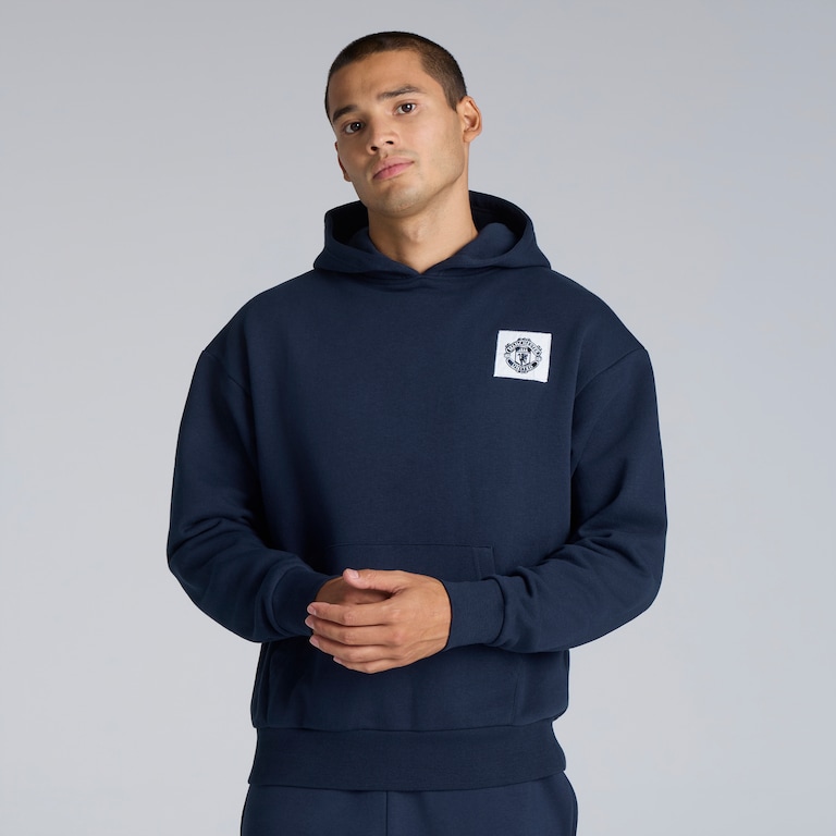 Manchester United Heritage Back Print Hoodie Navy