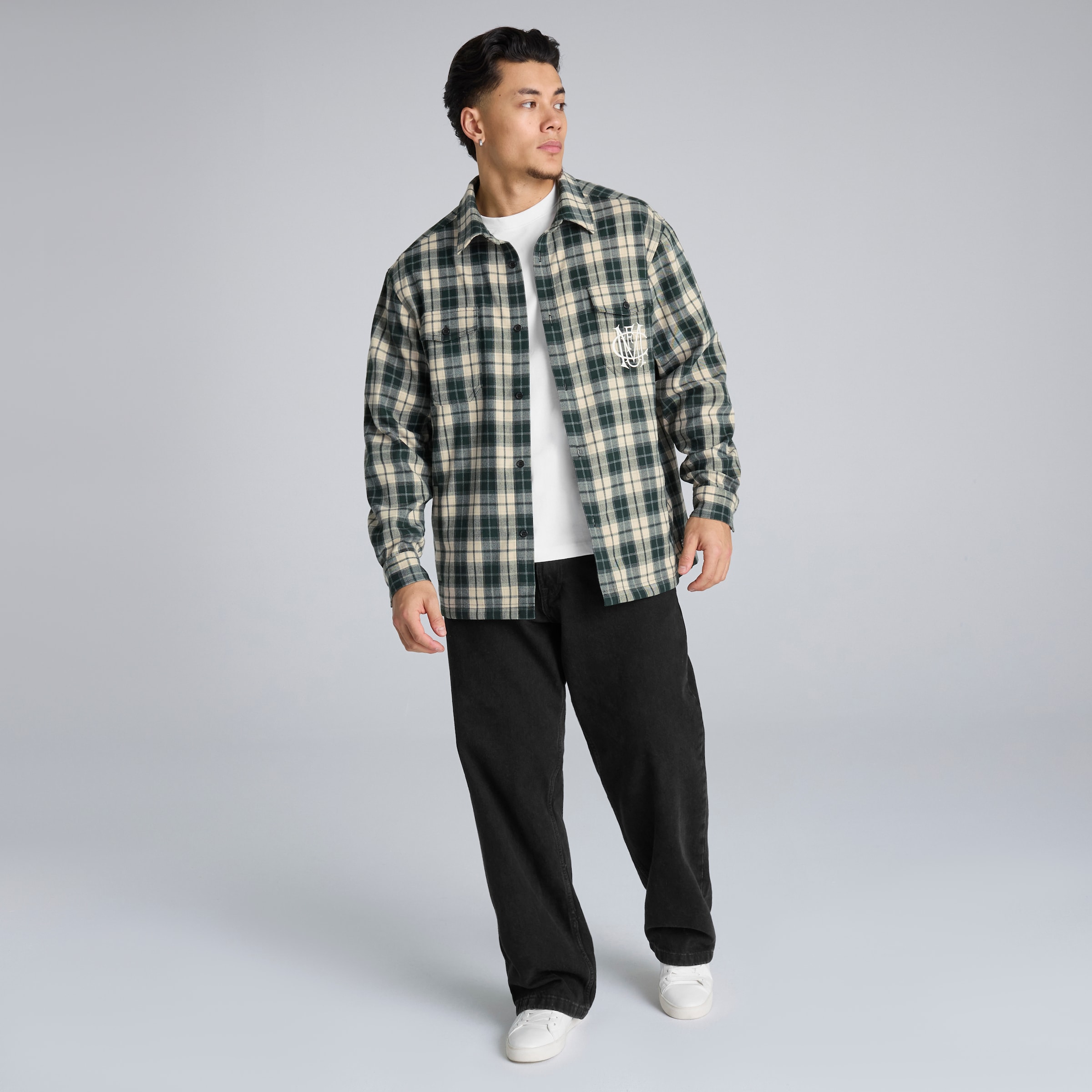 Manchester United Archive Plaid Overshirt Green Green Detail [3-6]