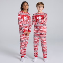 Manchester United Kids Christmas Fairisle Pyjama Red