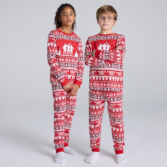 Manchester United Kids Christmas Fairisle Pyjama Red Red