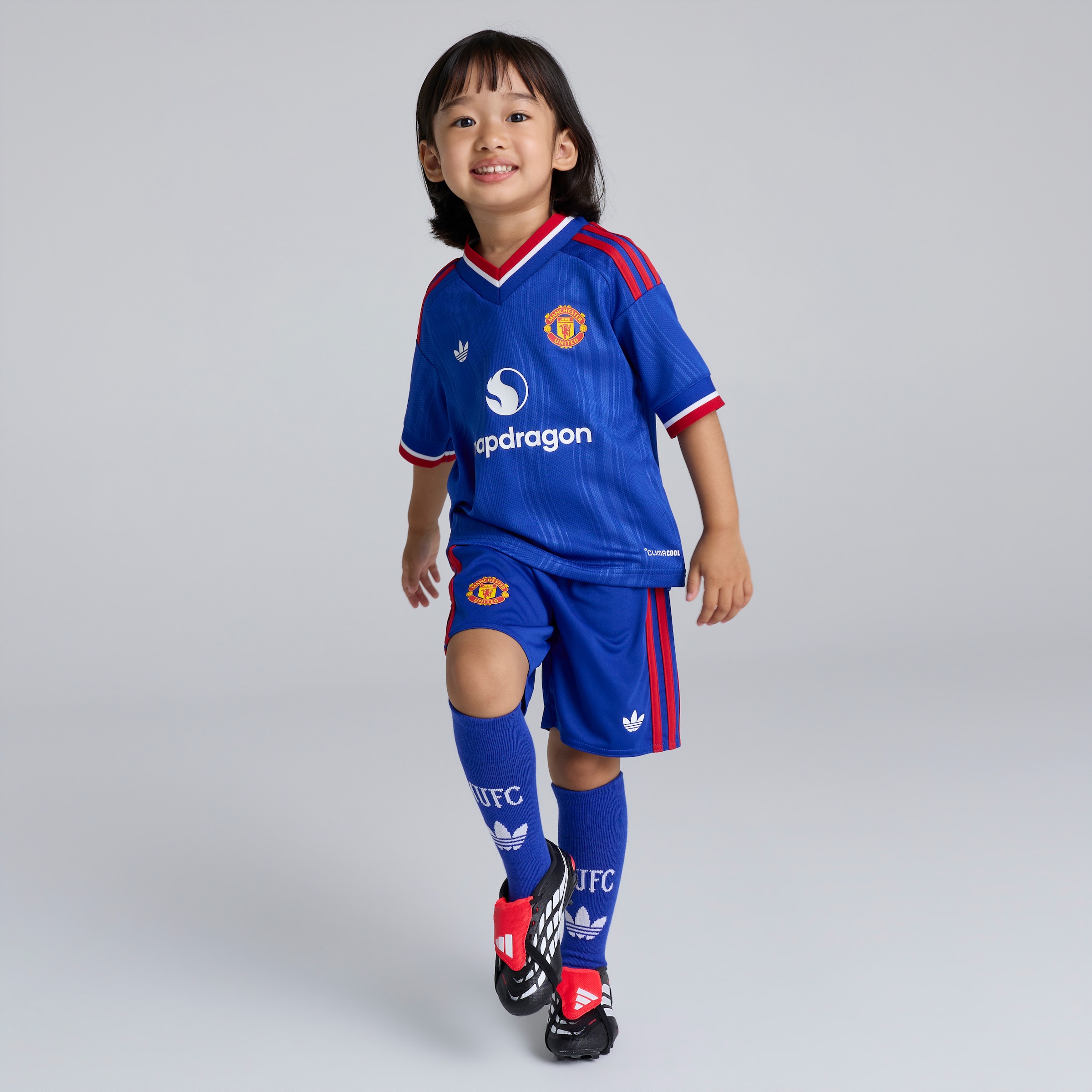 Manchester United Kids 26/27 Away Mini Kit 蓝色 细节 [3-7]