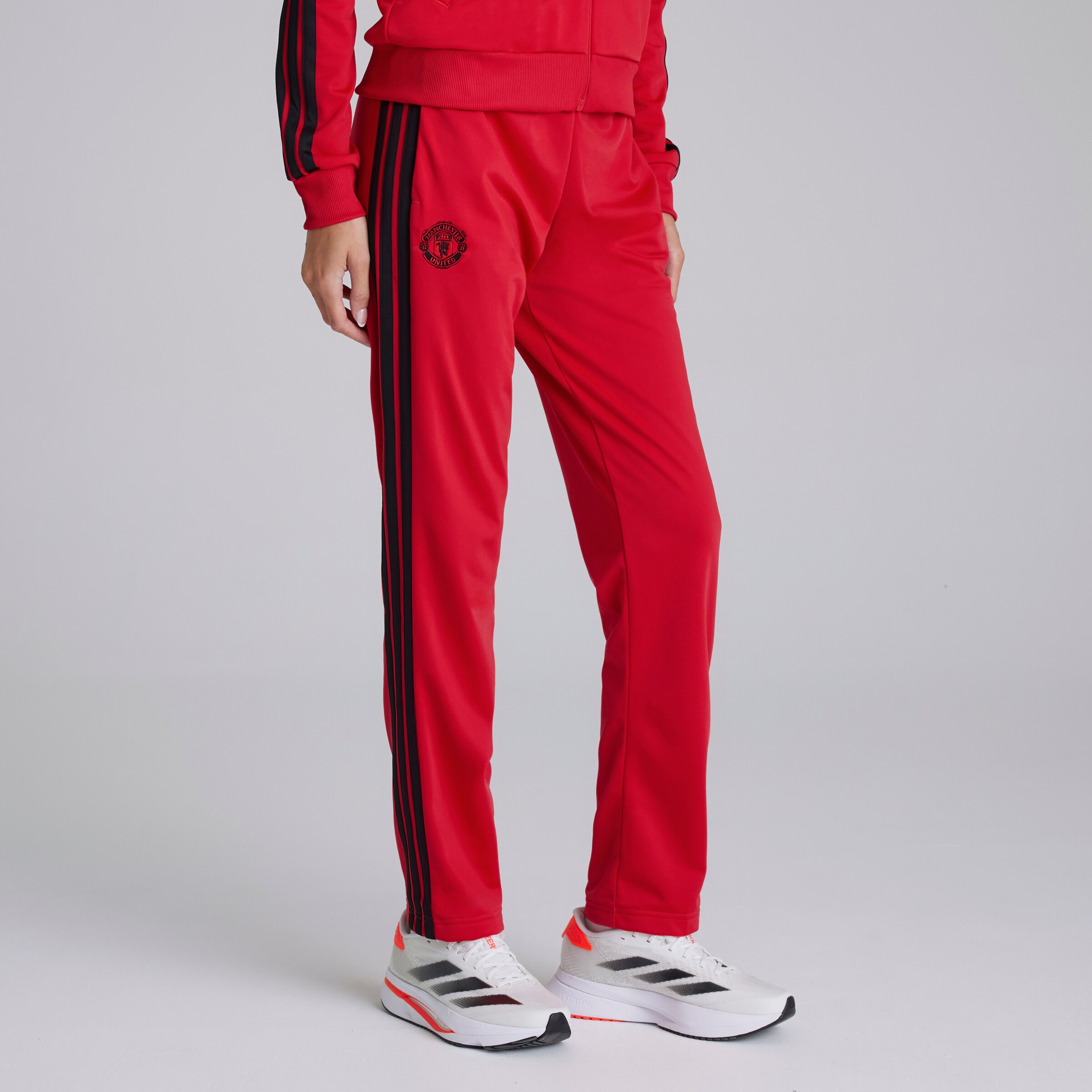 Manchester United x adidas Womens Essentials 3-Stripes Tracksuit Red Red Detail [4-5]
