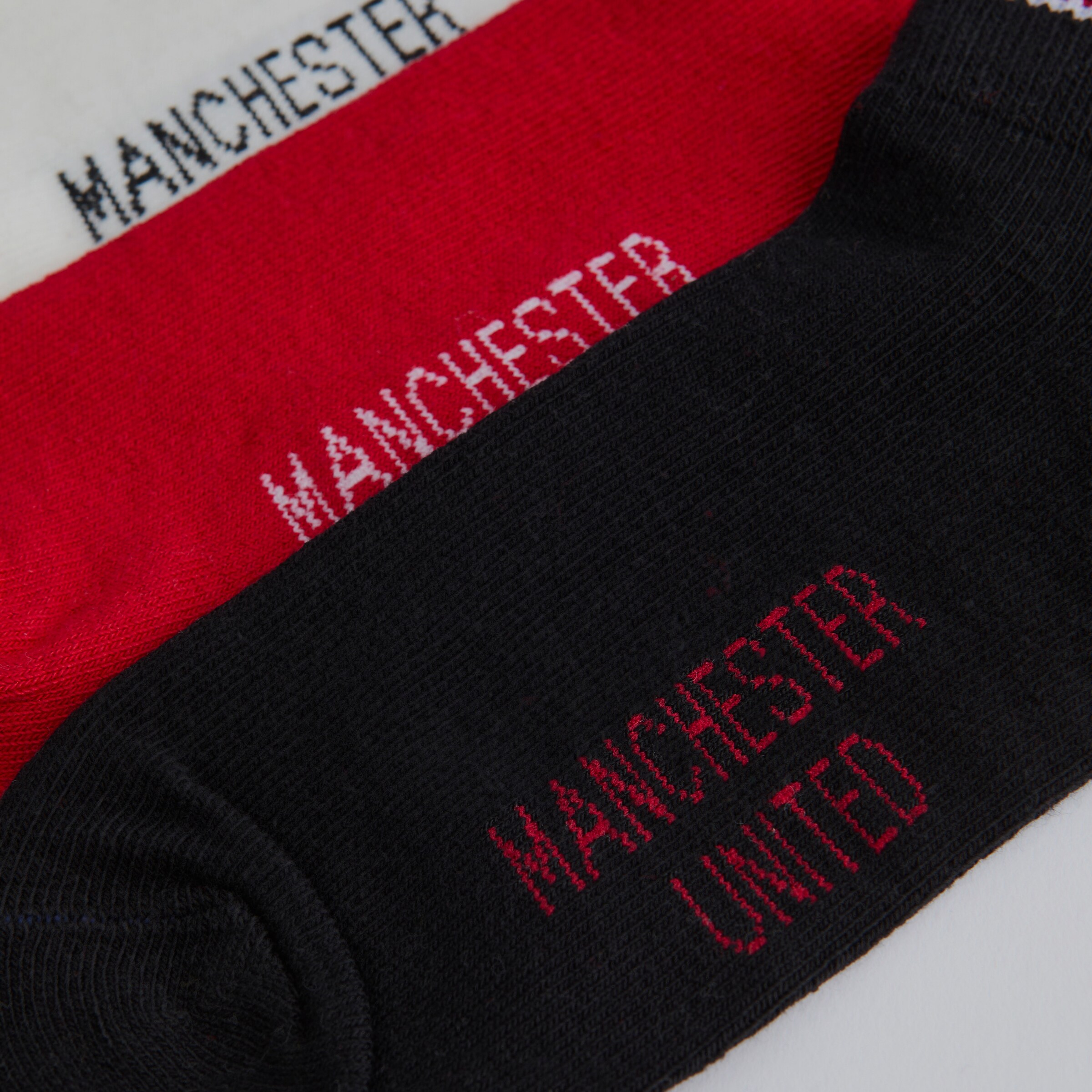 Manchester United Kids Ankle Socks 3 Pack Multi Détail [3-4]