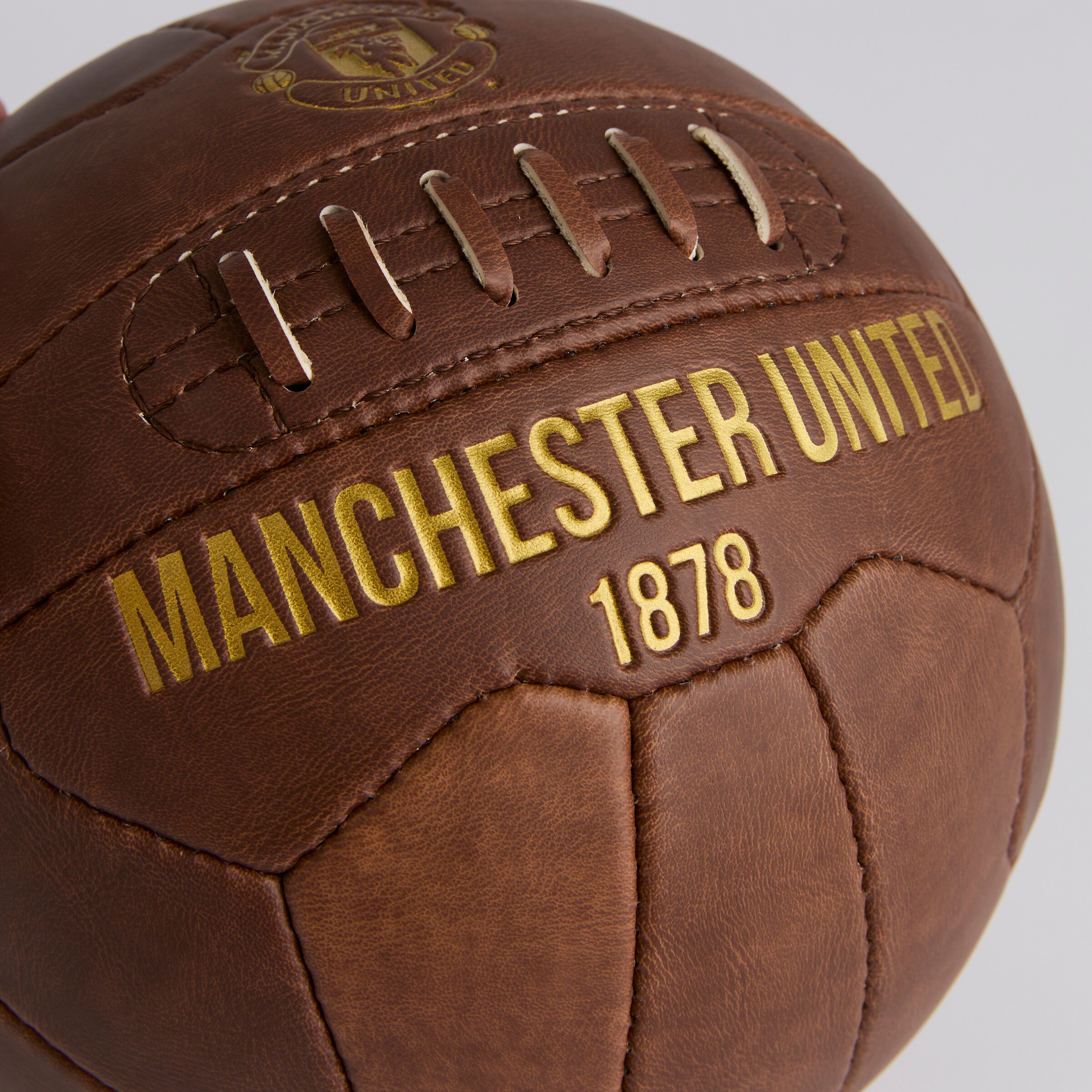 Manchester United Heritage Football Size 5 Brown Marron Détail [4-4]