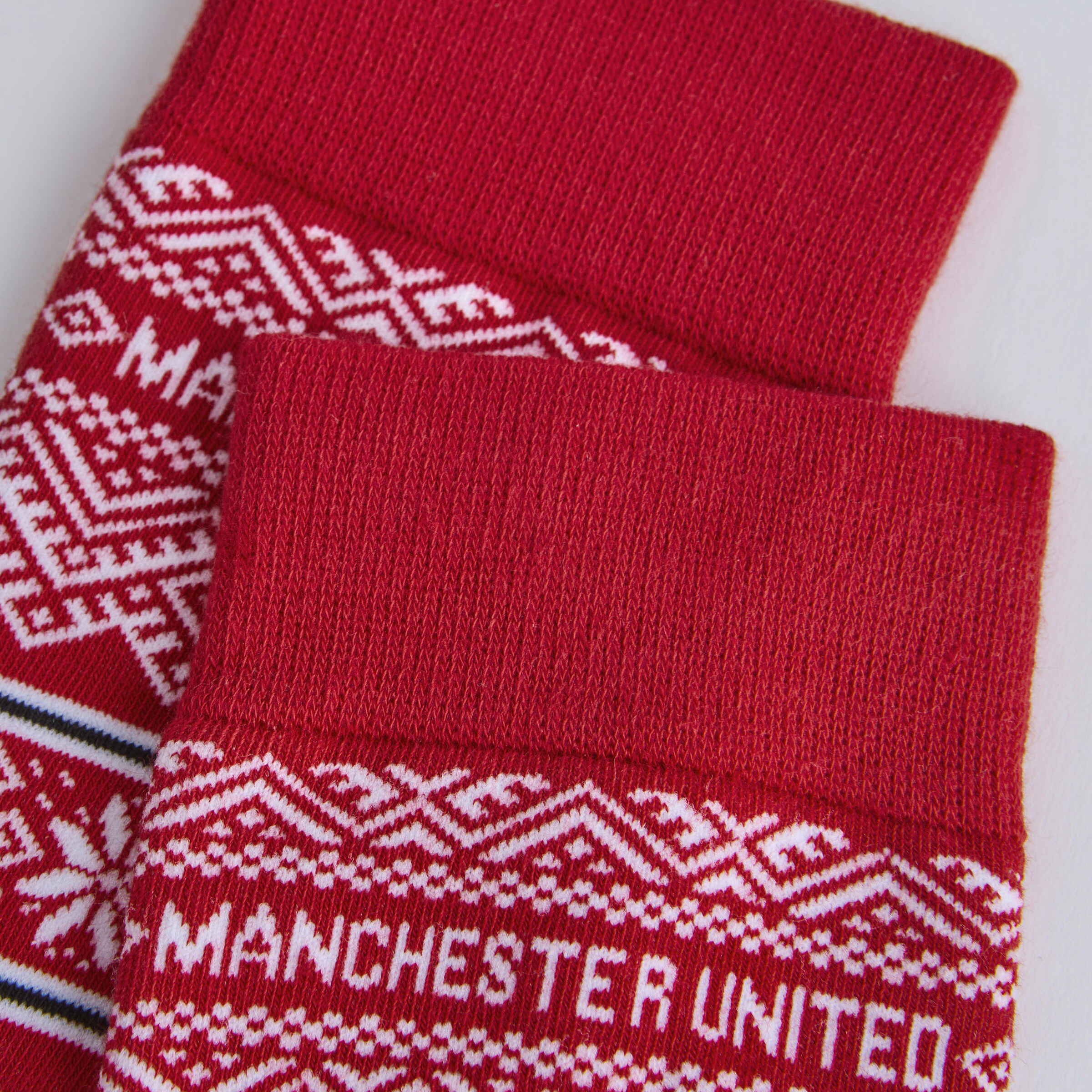 Manchester United Kids Christmas Fairisle Sock Red Red Detail [3-4]