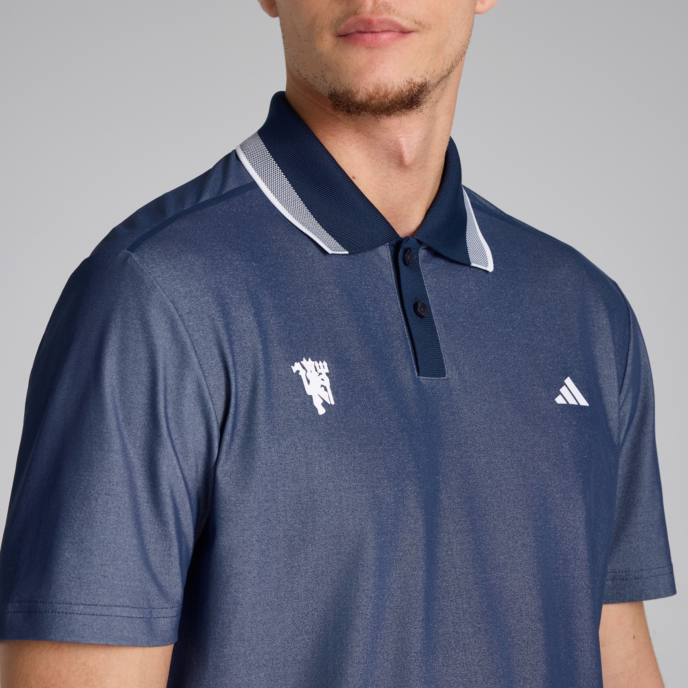 Manchester United x adidas Ultimate365 Tour Pique Polo Shirt Navy Navy blue Detail [4-5]