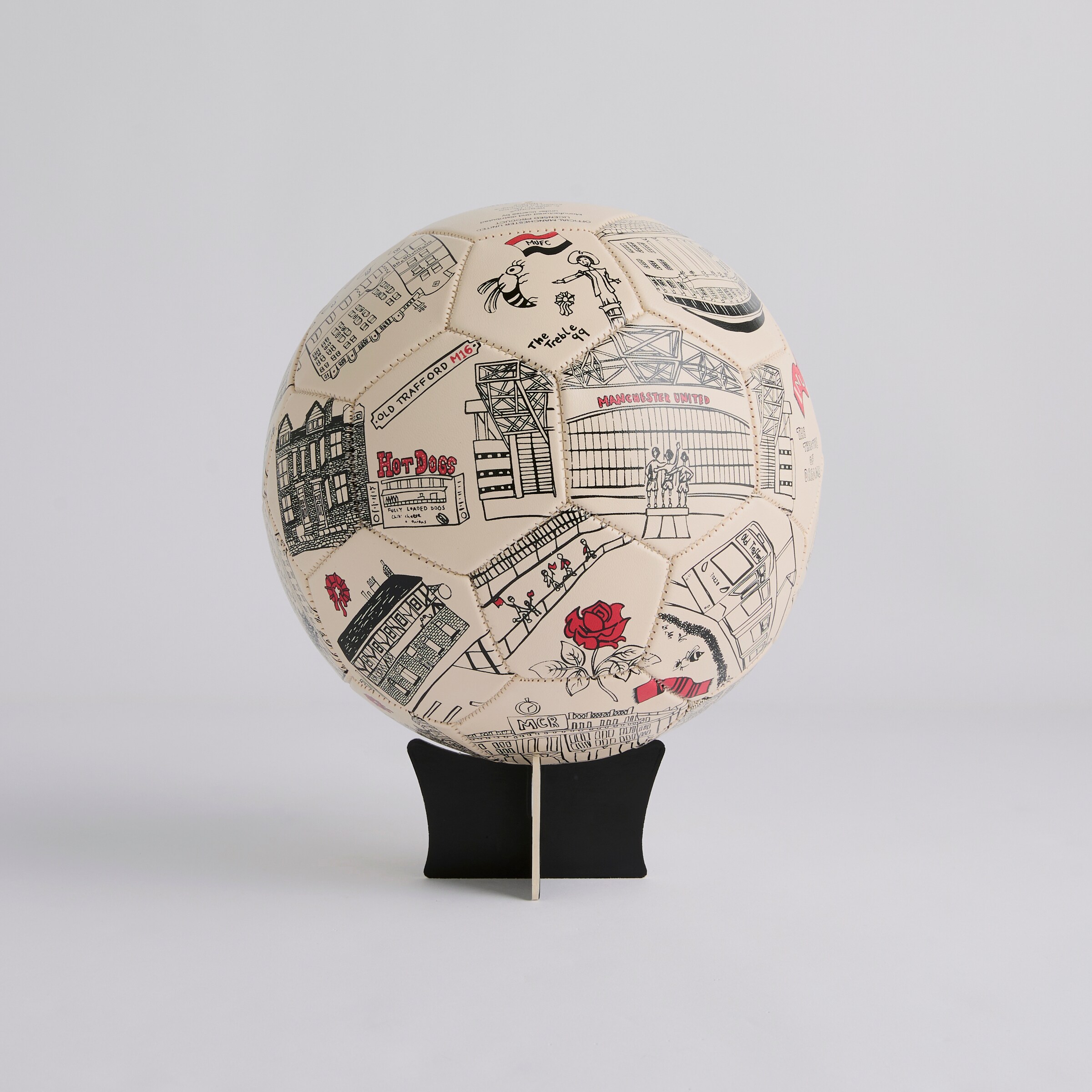 Manchester United Size 5 Illustrated Football White White Detail [3-5]