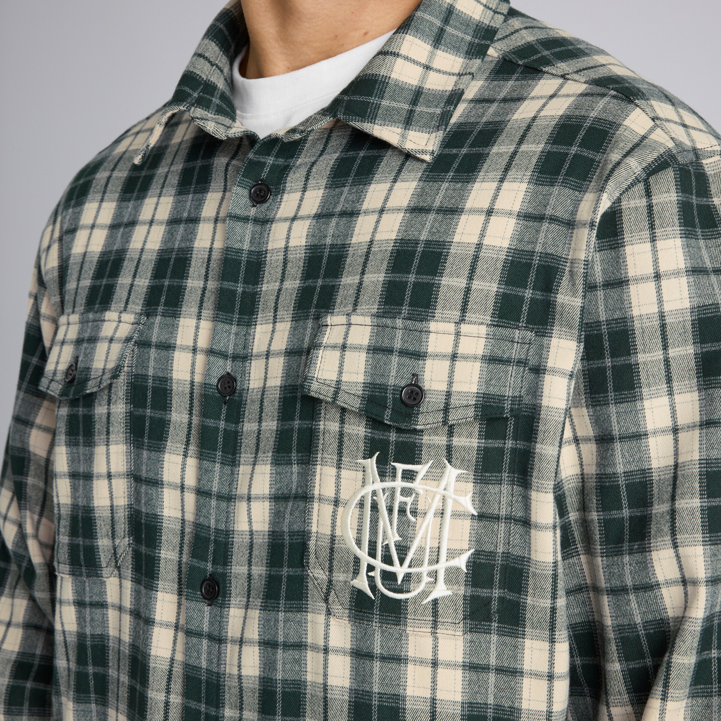 Manchester United Archive Plaid Overshirt Green Green Detail [5-6]