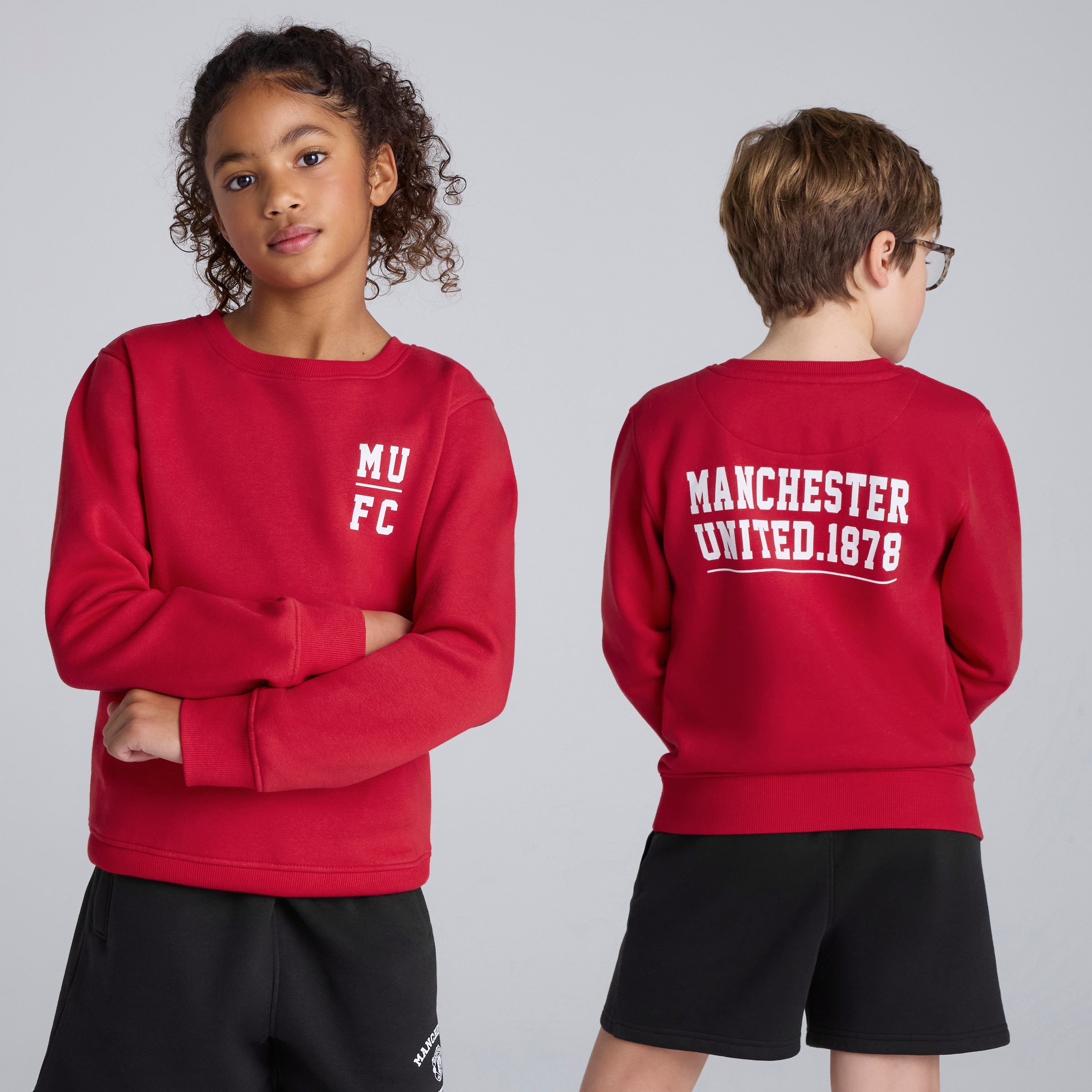 Manchester United Kids Varsity Back Print Sweatshirt Red Red
