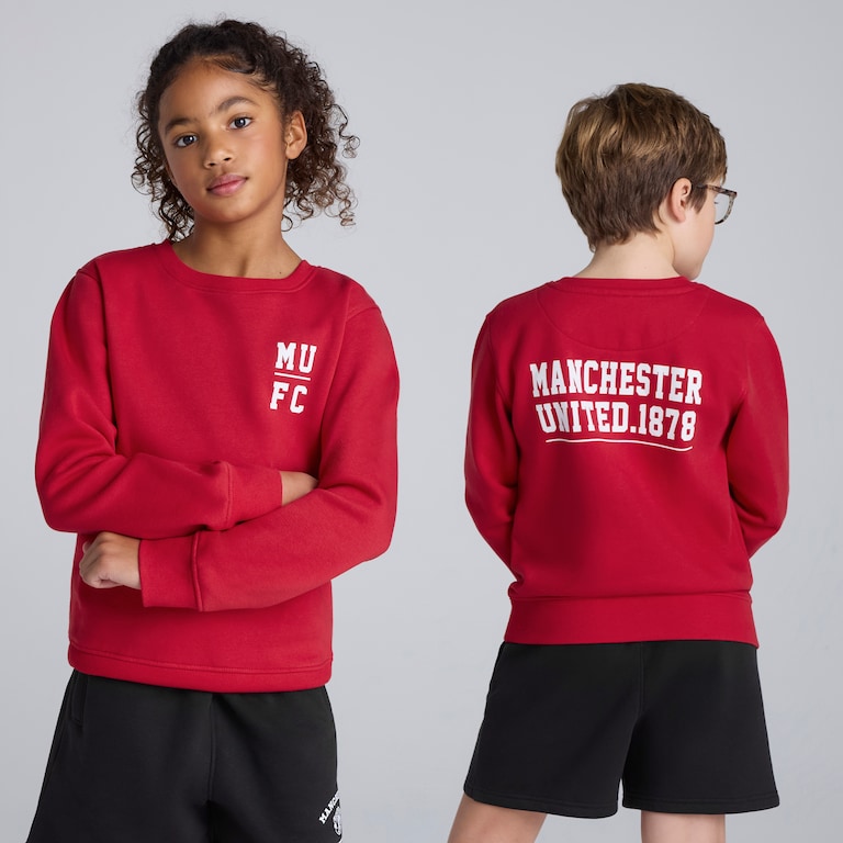 Manchester United Kids Varsity Back Print Sweatshirt Red