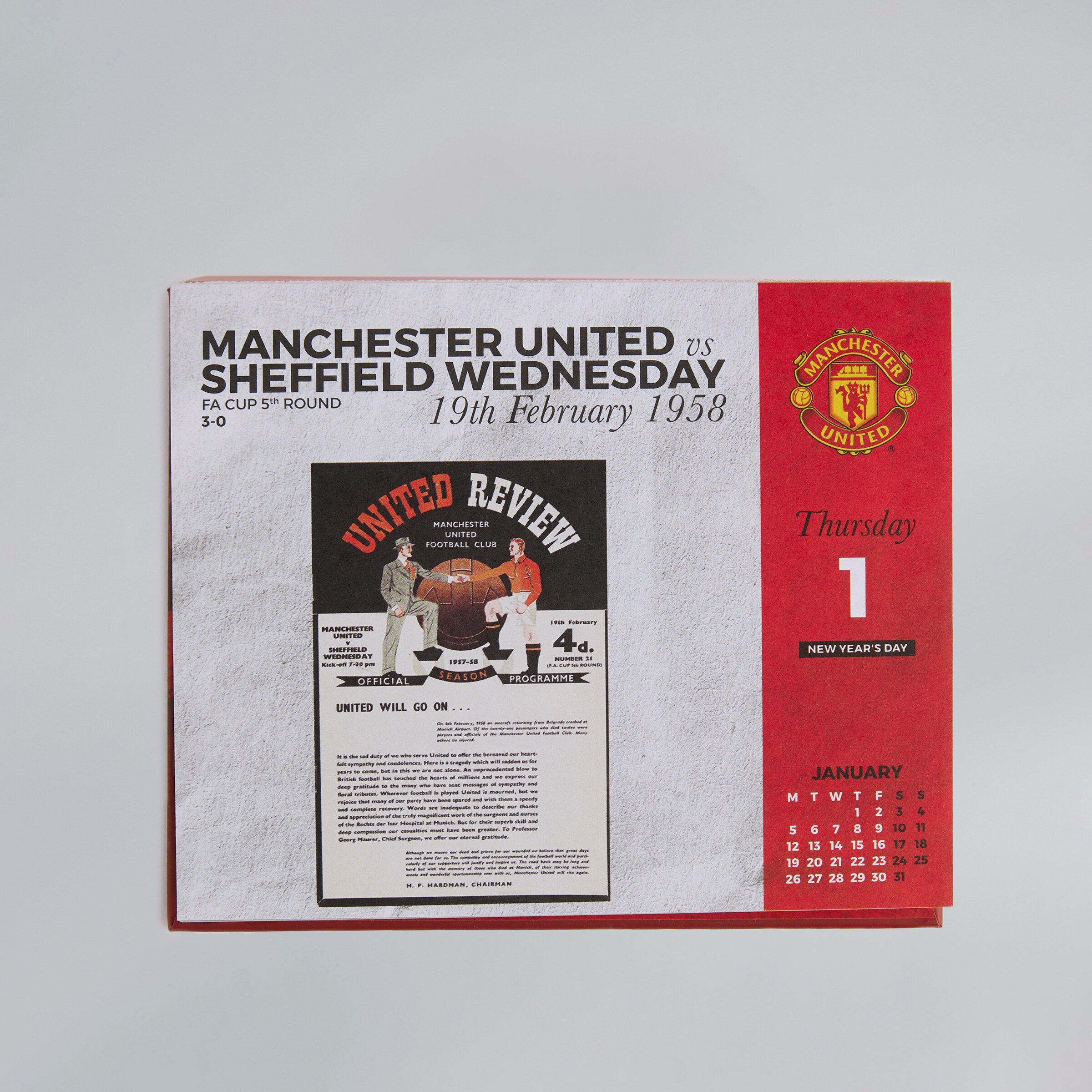 Manchester United 2026 Desk Block Calendar Red Red Detail [4-4]