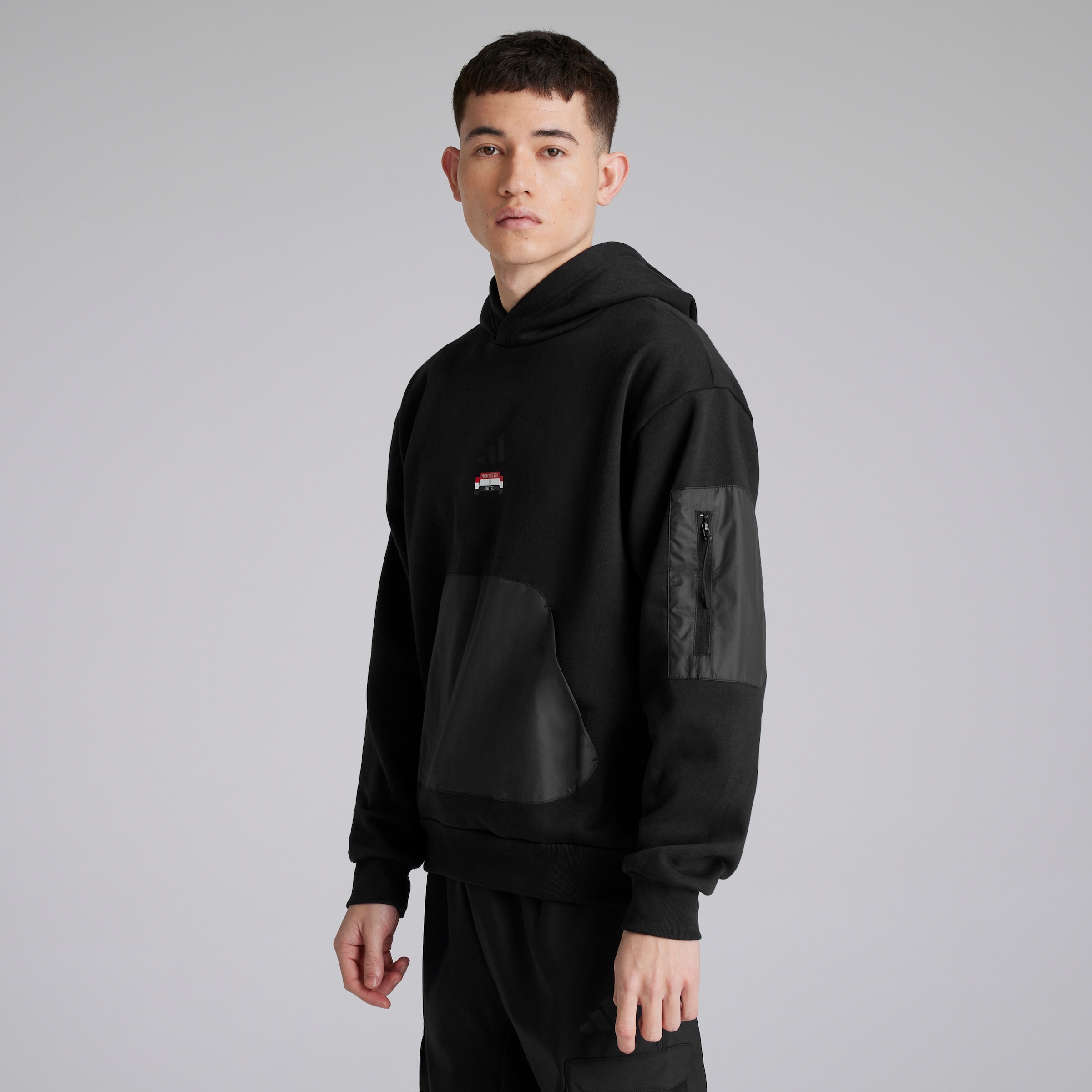 Manchester United x adidas City Escape Fleece Hoodie Black Black