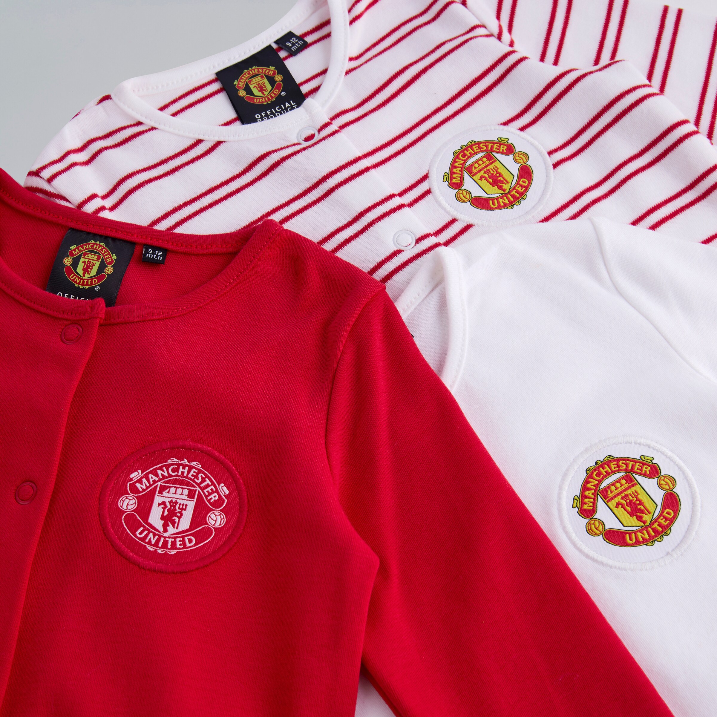 Manchester United Baby Printed Sleepsuits 3 Pack Multi Multicolore Détail [3-4]