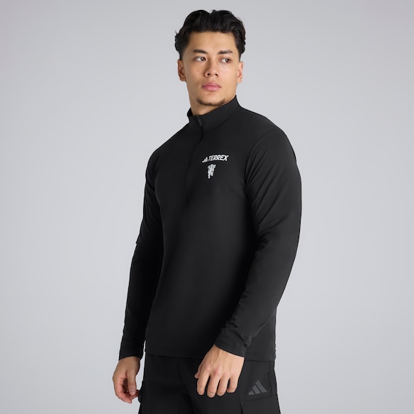 Manchester United x adidas Terrex CLIMACOOL 1/2-Zip Long Sleeve Top Black Black