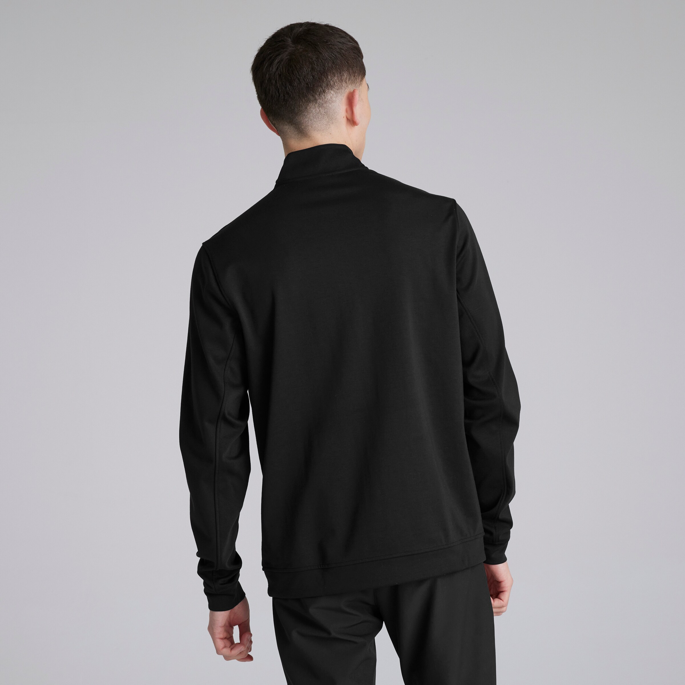 Manchester United x adidas Golf Elevated 1/4 Zip Sweatshirt Black Black Detail [2-4]