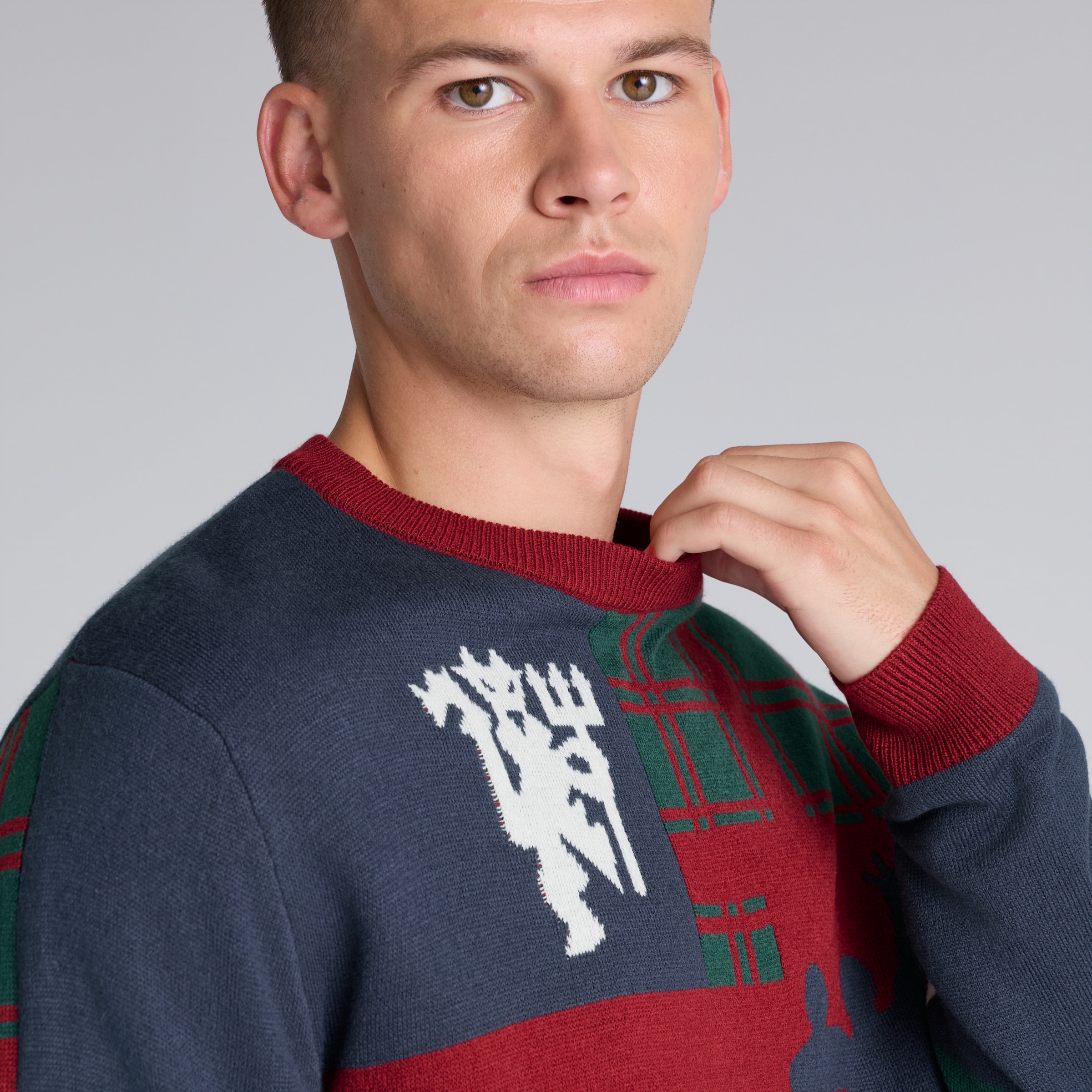 Manchester United Patchwork Christmas Jumper Multi Multi Detail [5-5]