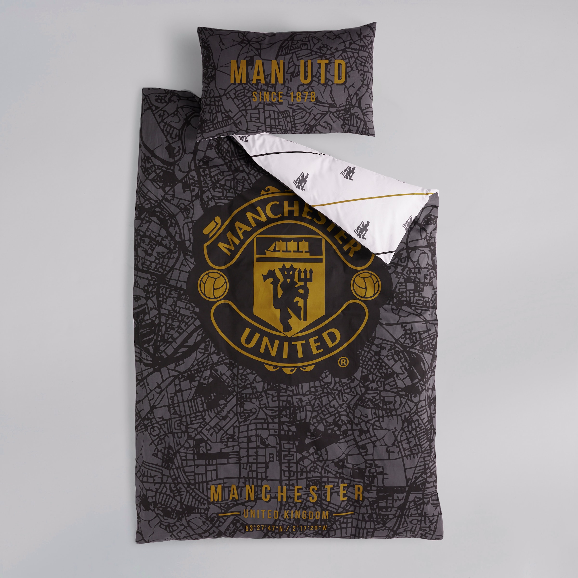 Manchester United Elevated Cotton Single Duvet Cover Black Black Detail [2-5]