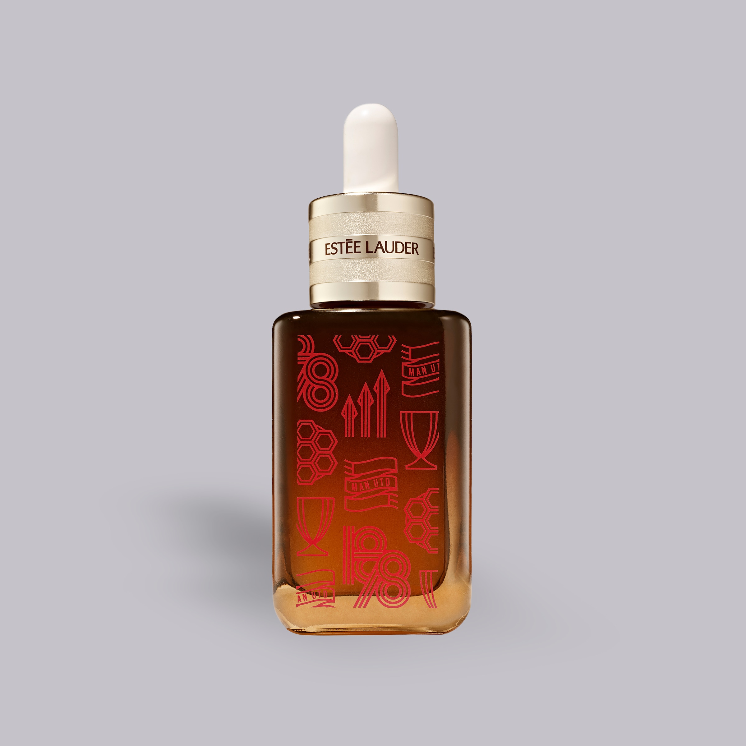 Manchester United x Estée Lauder Limited Edition Advanced Night Repair Serum All Over Print Brown Detail [2-2]