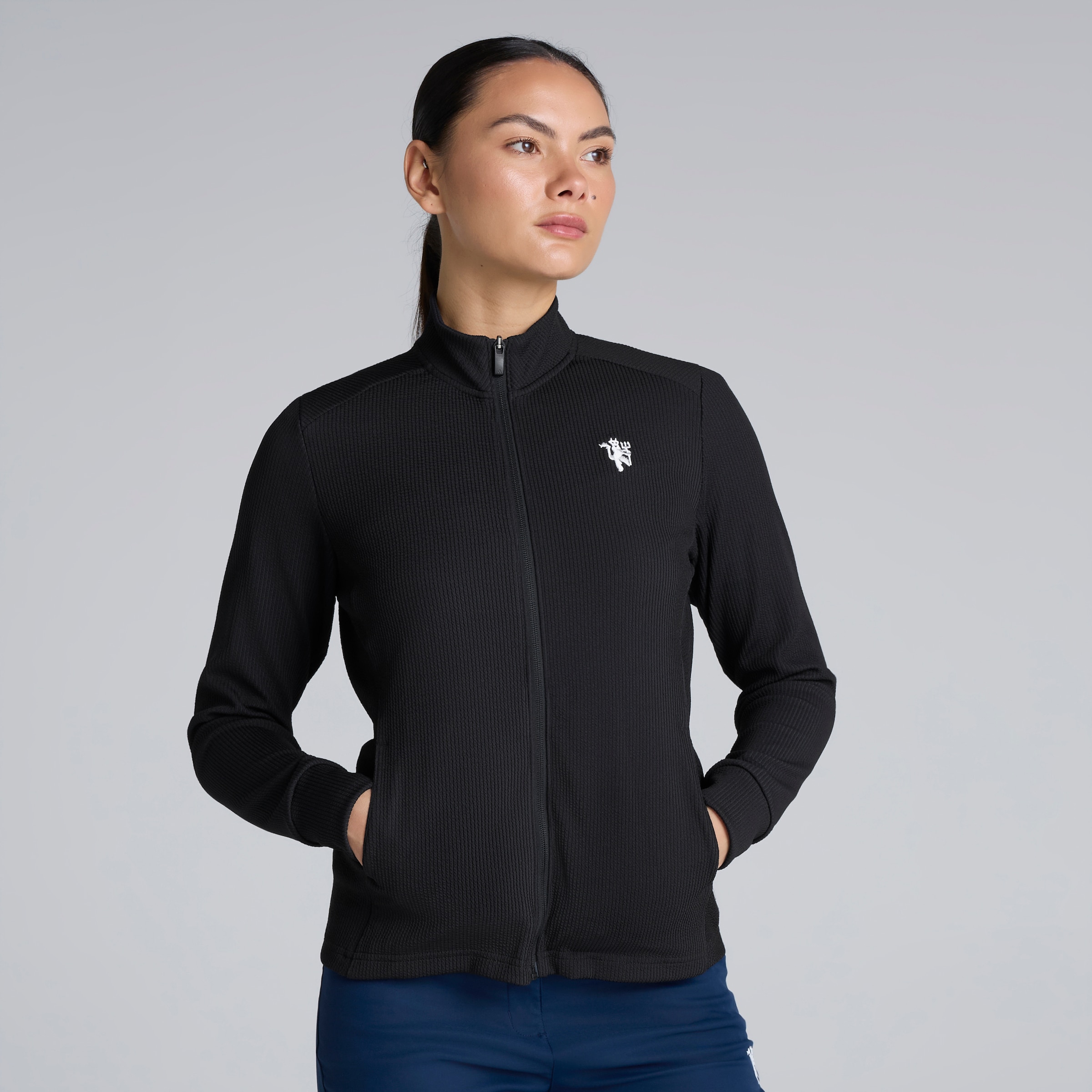 Manchester United x adidas Womens Golf Full-Zip Jacket Black Black