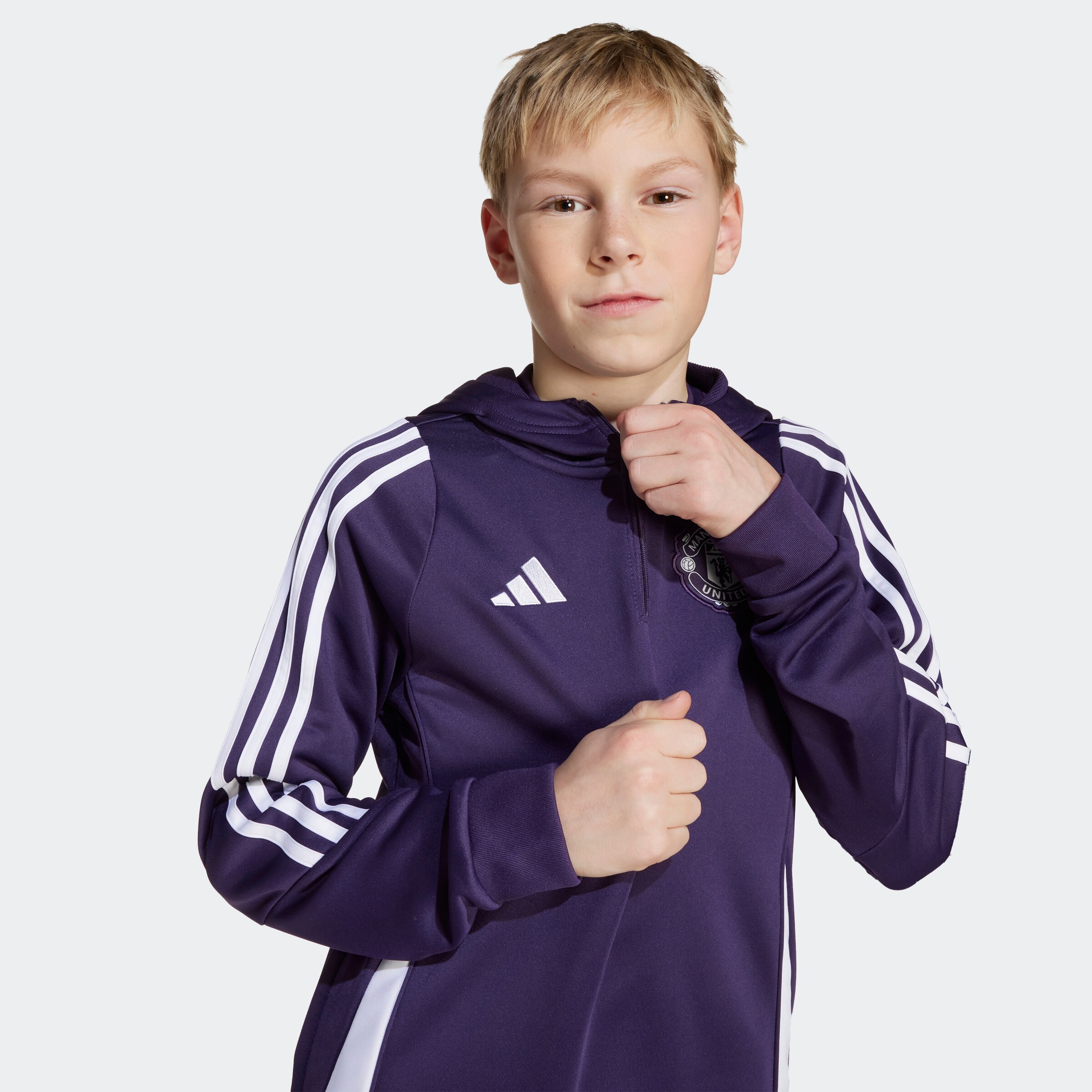 Manchester United Tiro 25 Competition Training Hoodie Kids Violet Détail [6-9]