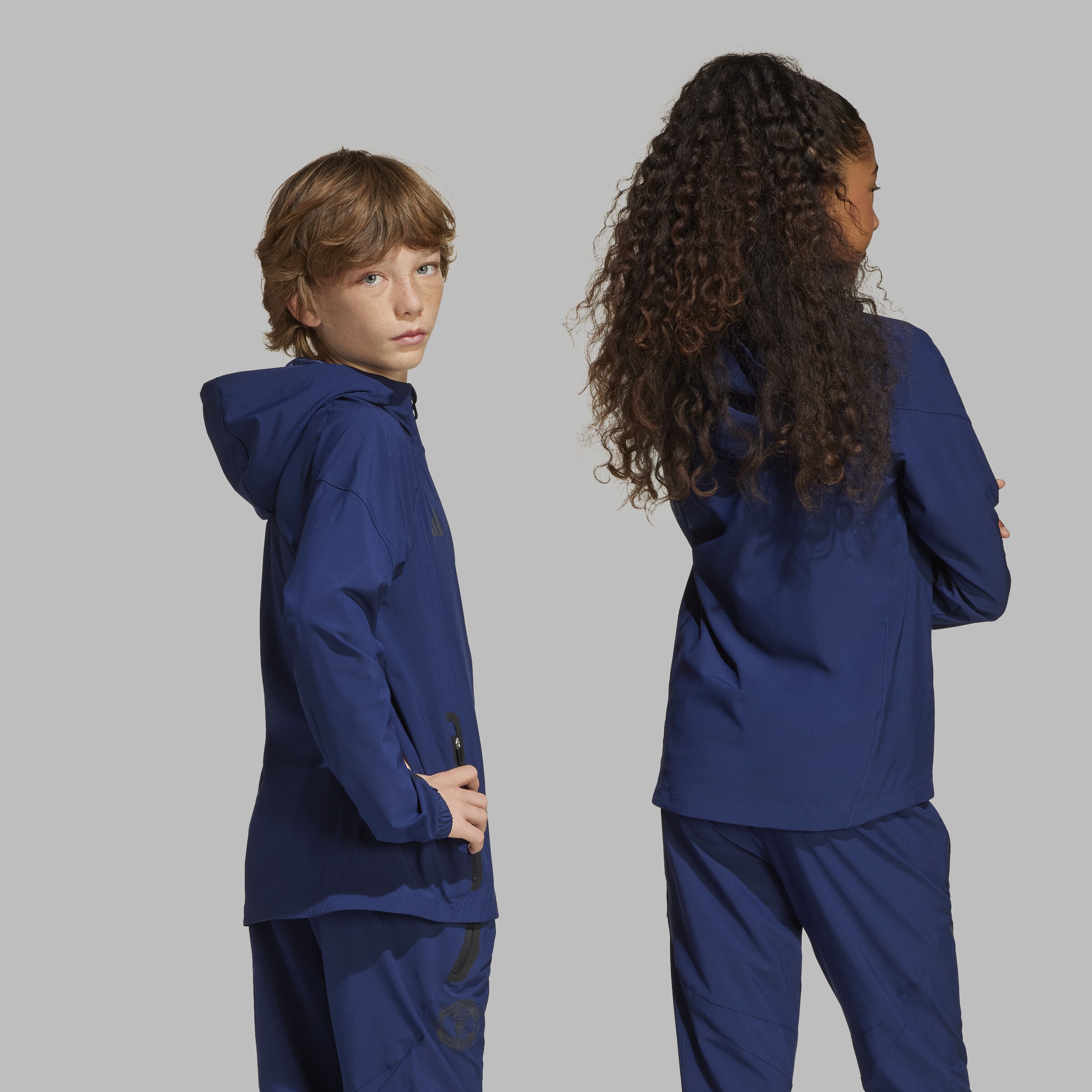 Manchester United Kids Tiro 24 Competition Vis Tech Travel Jacket Blue Blue Detail [6-6]