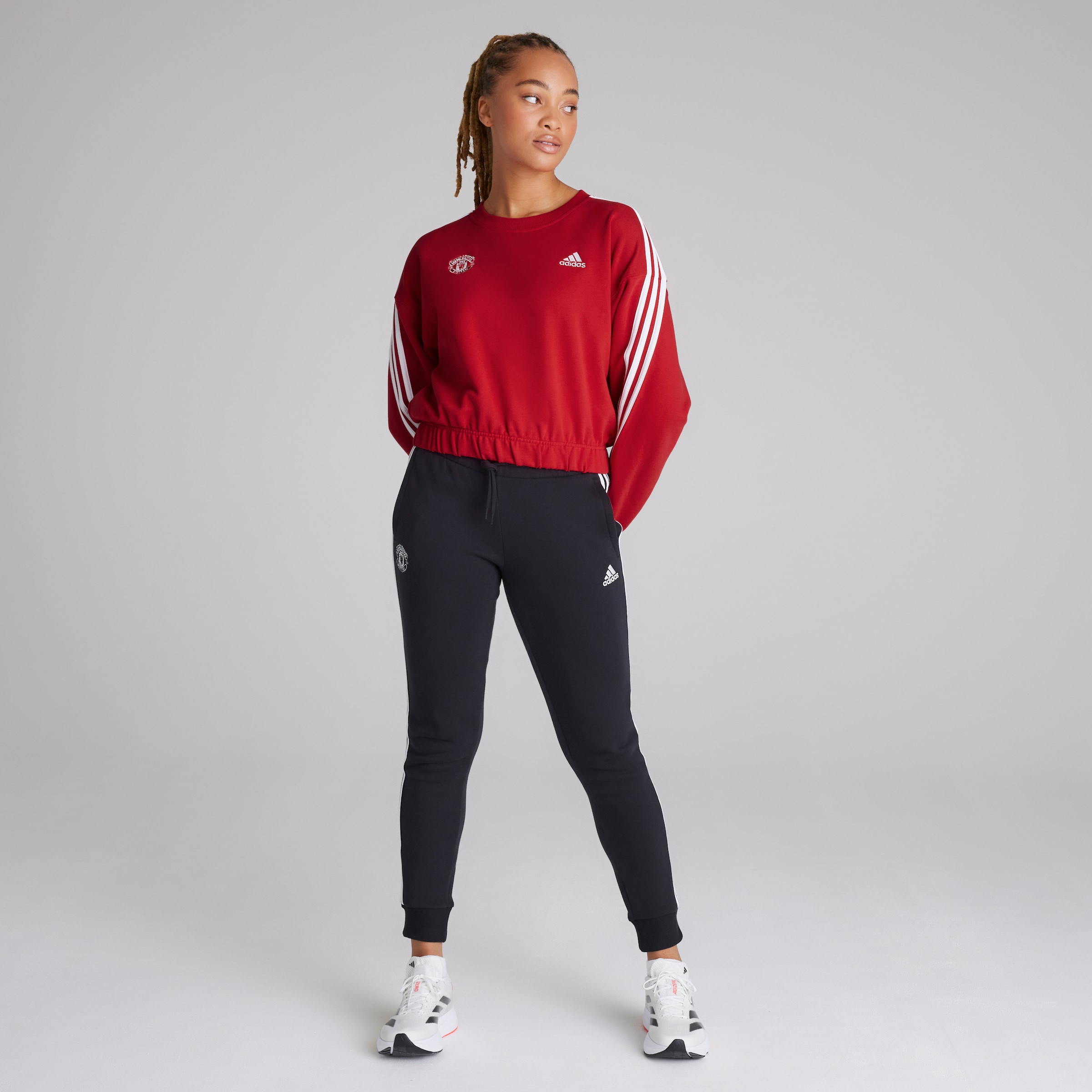 Buy Manchester United x adidas Womens Essentials 3-Stripes Crop