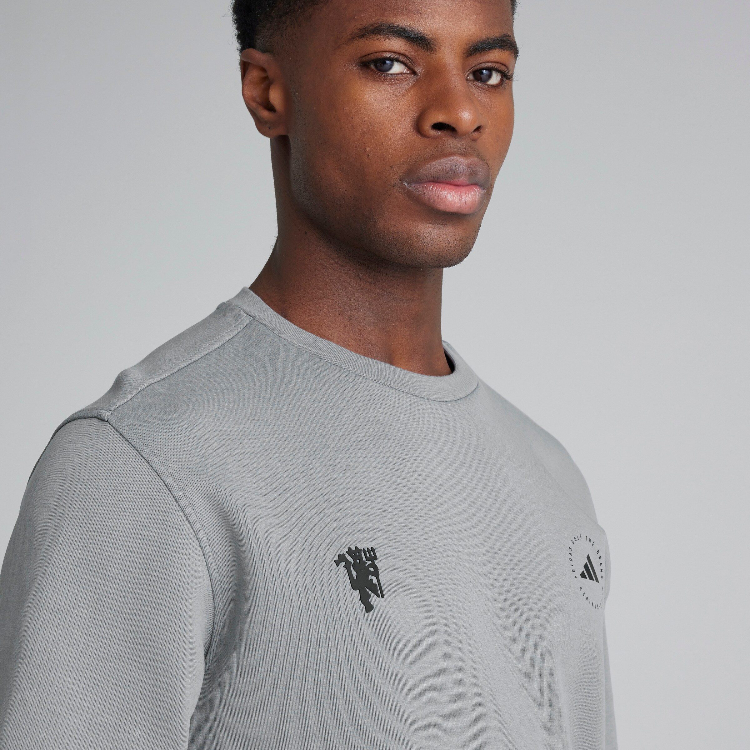 Manchester United x adidas Golf Crewneck Sweatshirt Grey Grey Detail [5-5]
