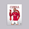 Manchester United Matheus Cunha Illustrated A2 Poster White
