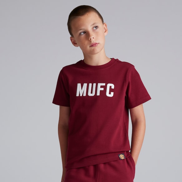 Manchester United Kids MUFC T-Shirt Burgundy Rojo