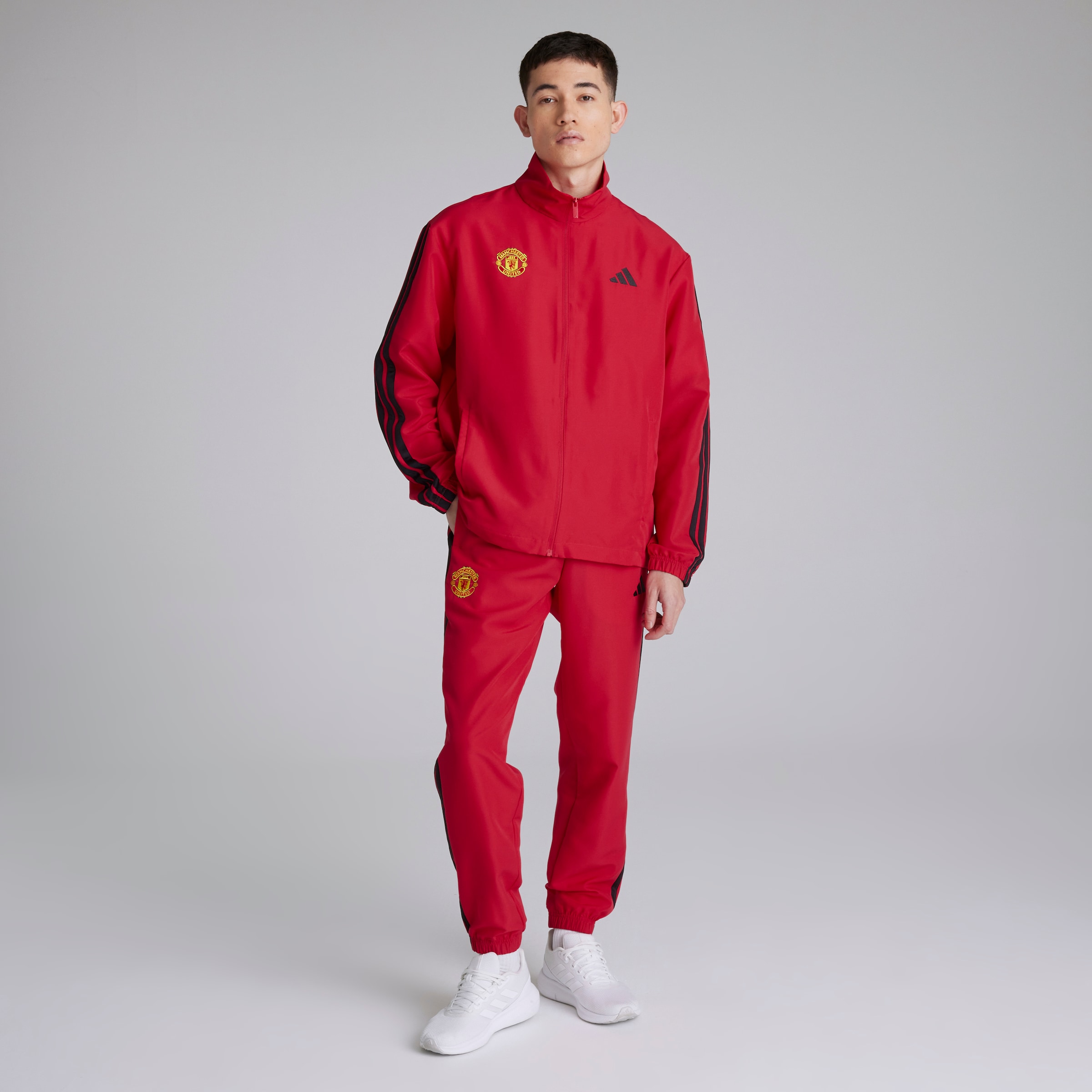 Manchester United x adidas Essentials 3-Stripes Woven Tracksuit Red Red