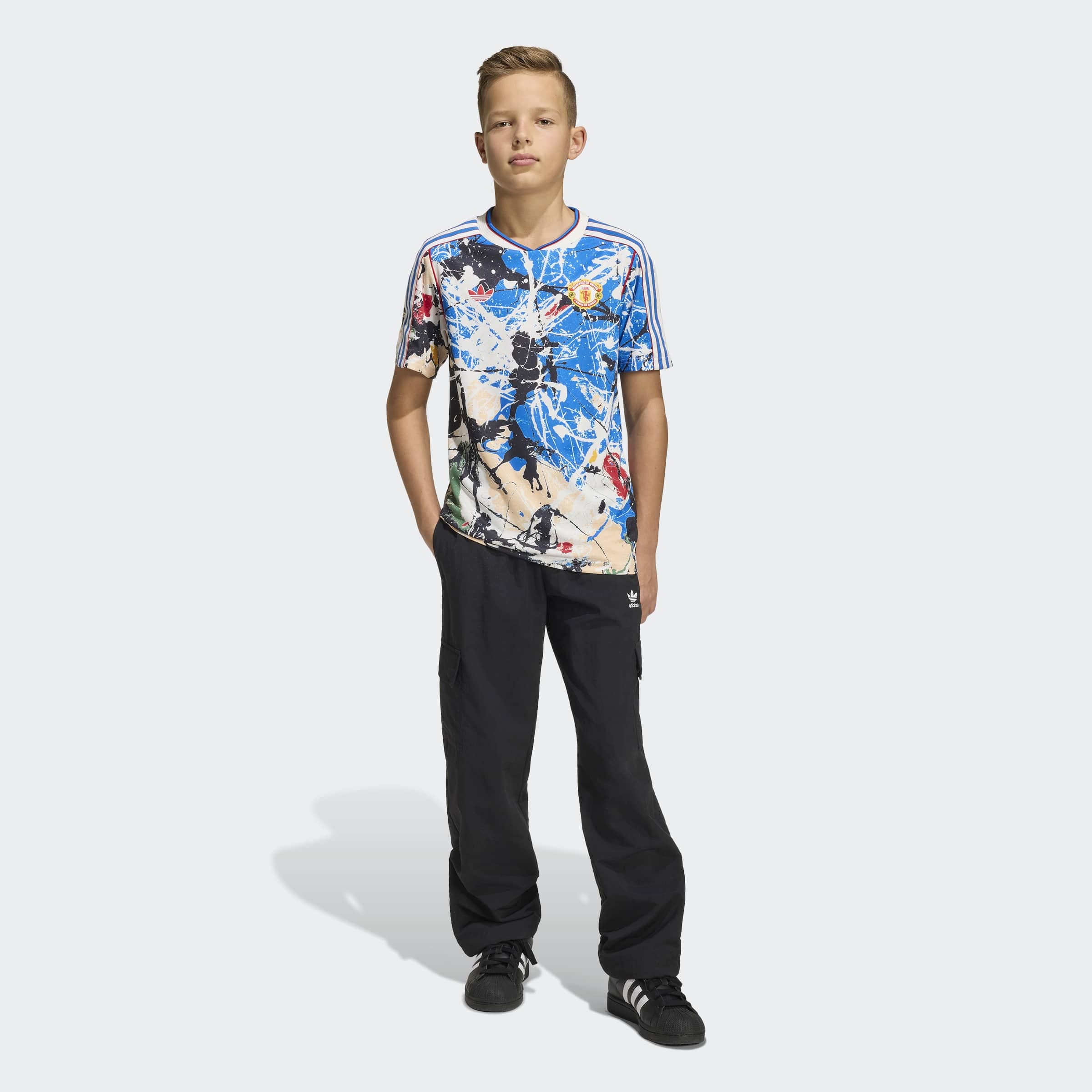 Manchester United x adidas Kids Stone Roses Jersey Blue Multi Detail [5-7]