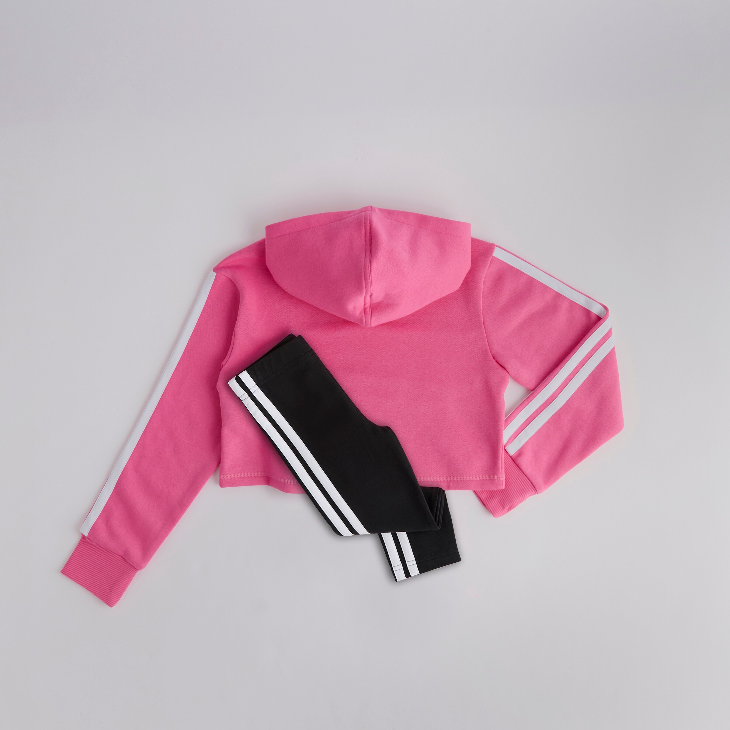 Manchester United x adidas Kids Essentials Tiberio 3-Stripes Fleece Leggings Set Pink Pink Detail [2-3]