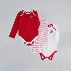 Manchester United Baby Jersey Top Bodysuits 3 Pack Multi
