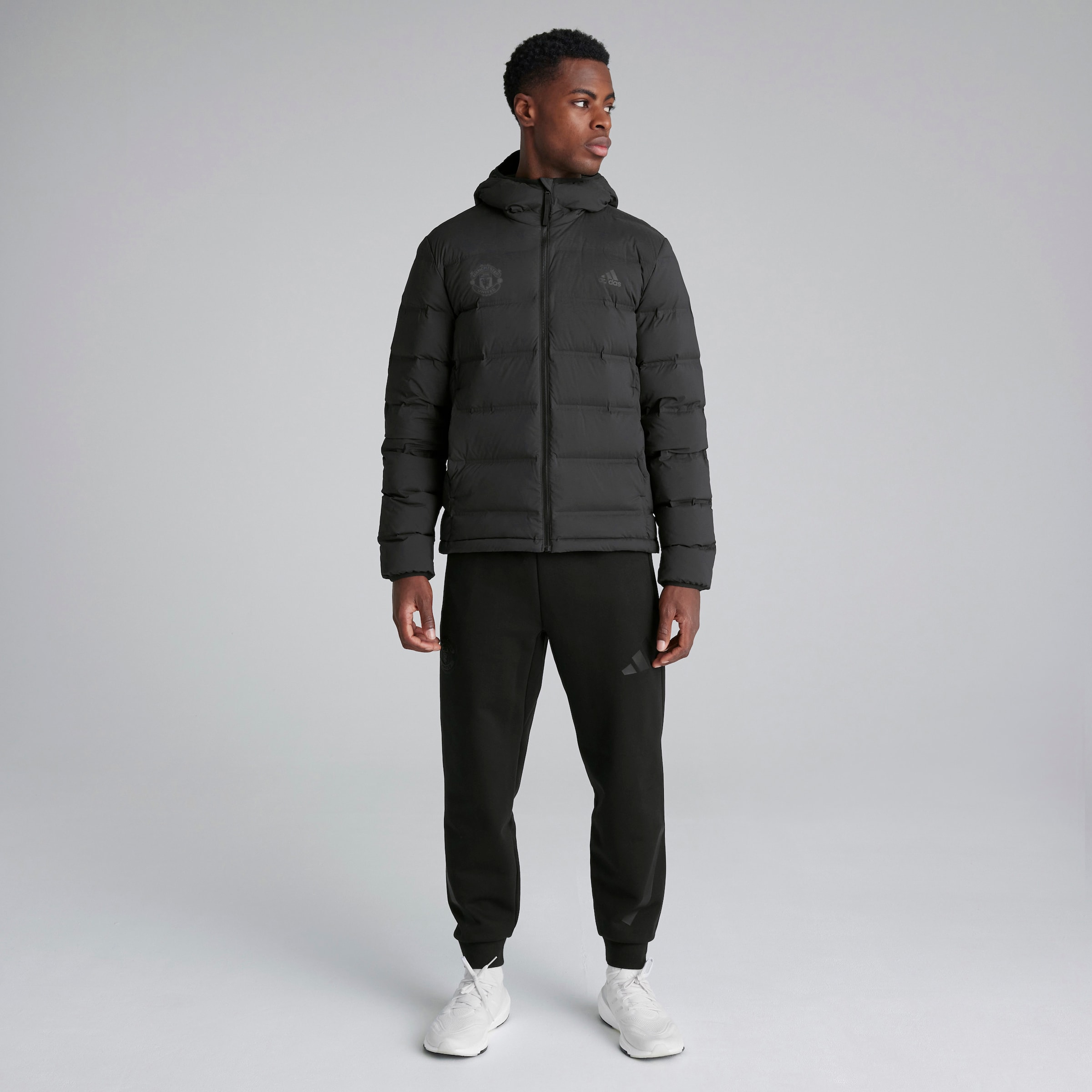 Manchester United x adidas Helionic Stretch Hooded Down Jacket Black Detail [3-6]